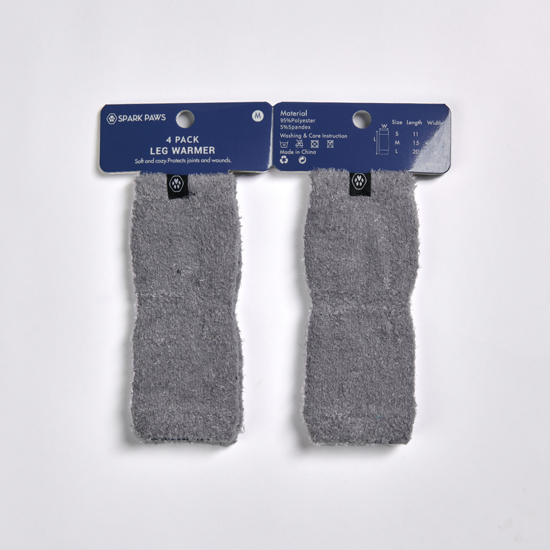 Stretchy Fleece Dog Leg Warmer Sleeves - Grey - Image 3