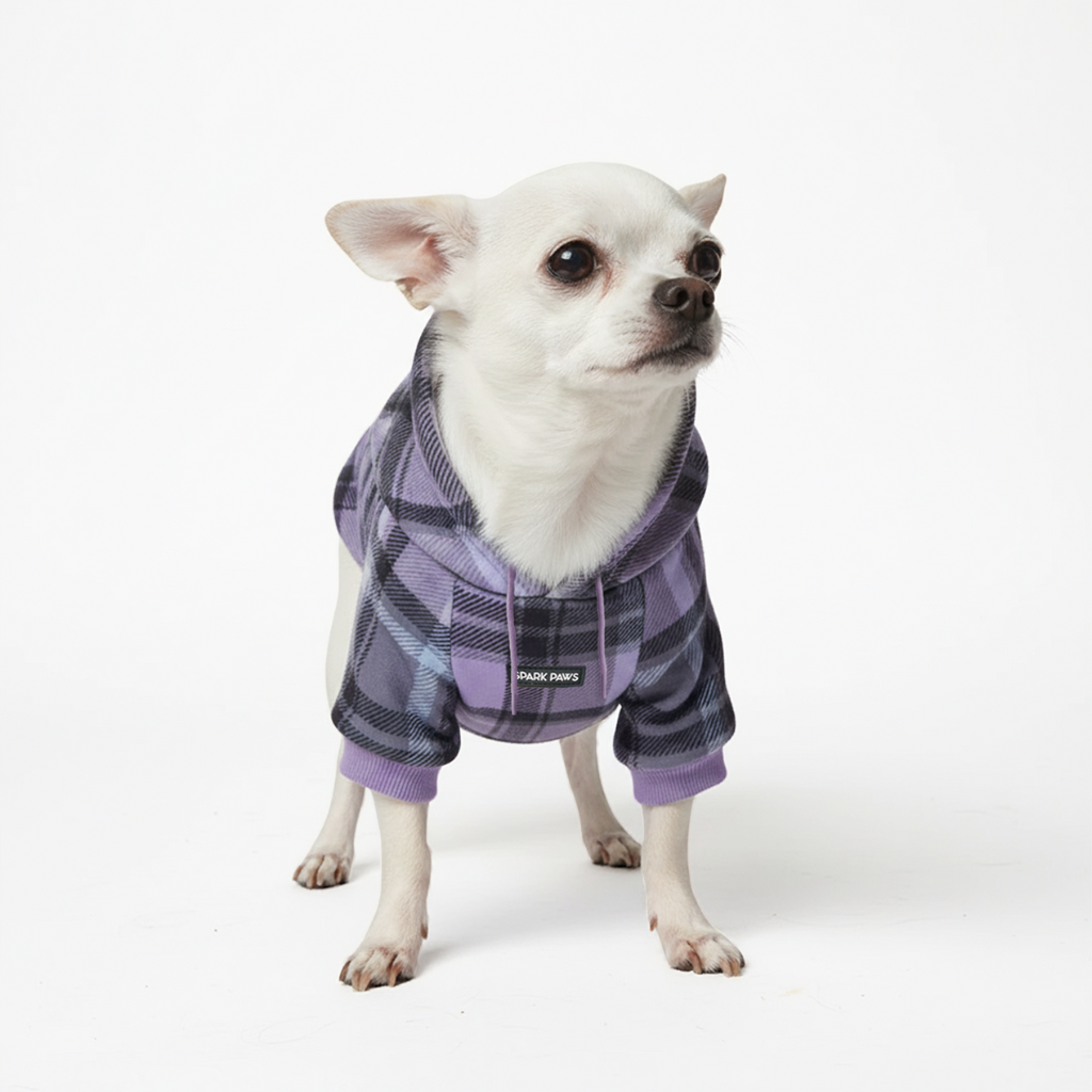 Purple Plaid Dog Hoodie - Image 2
