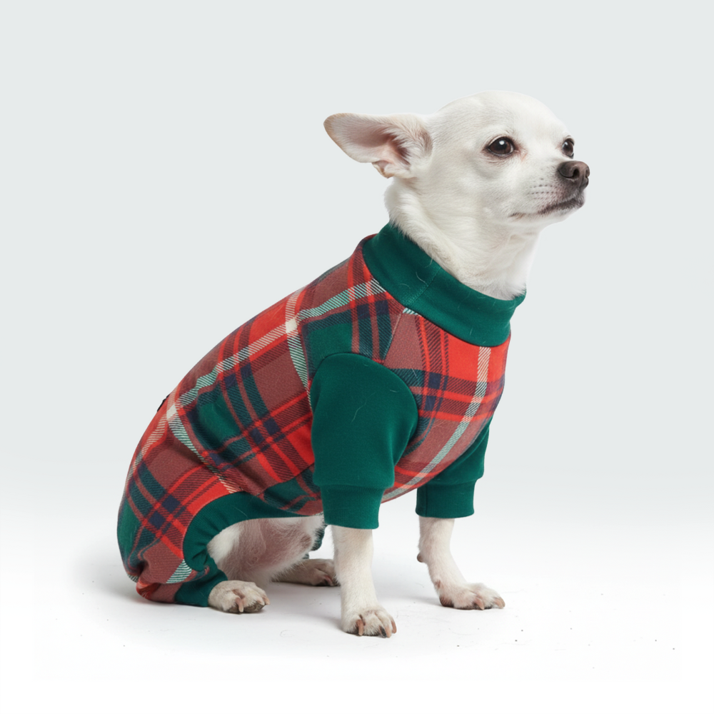 Dog Pajama - Green and Red Plaid - Image 2