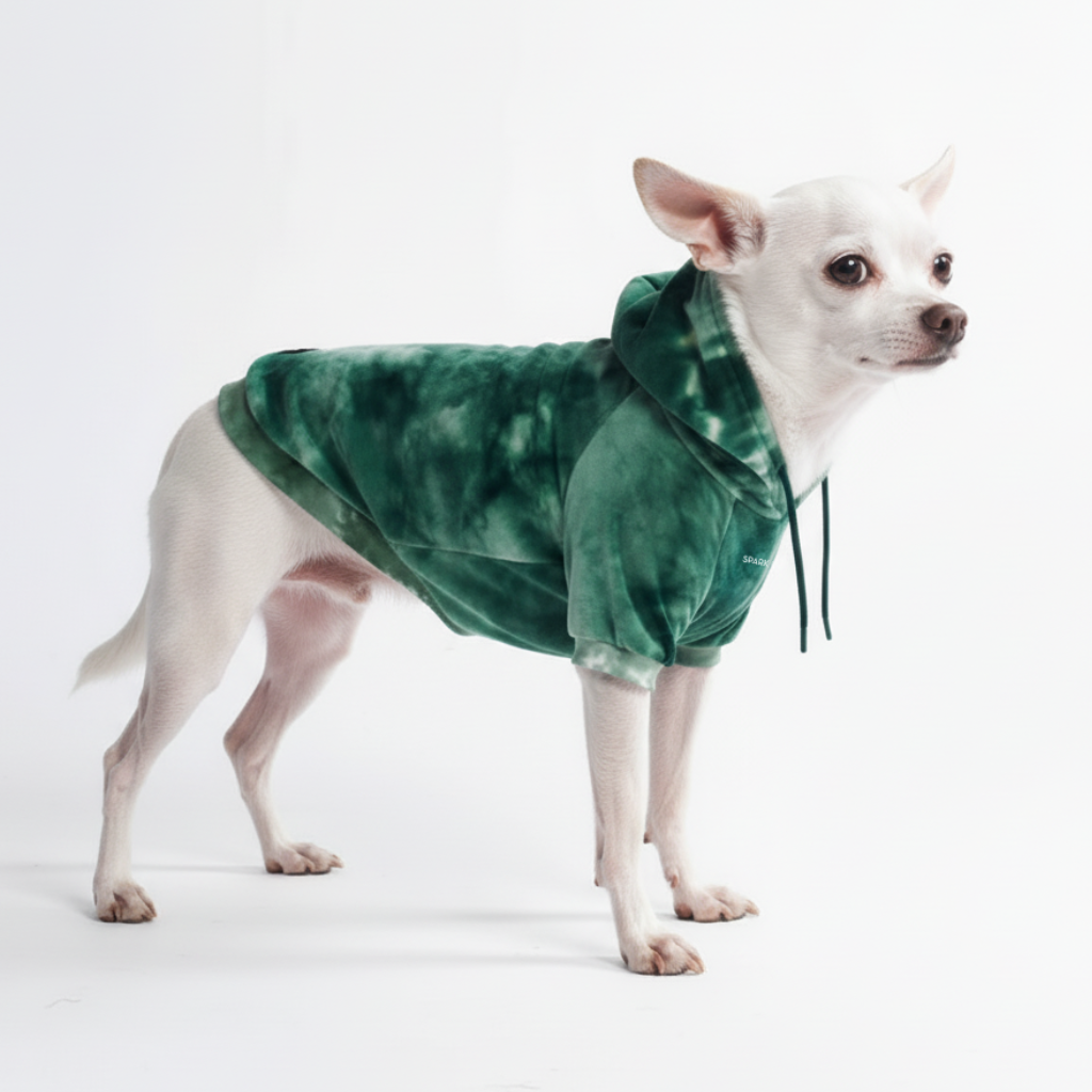 Velvet Dog Hoodie - Emerald Green - Image 2