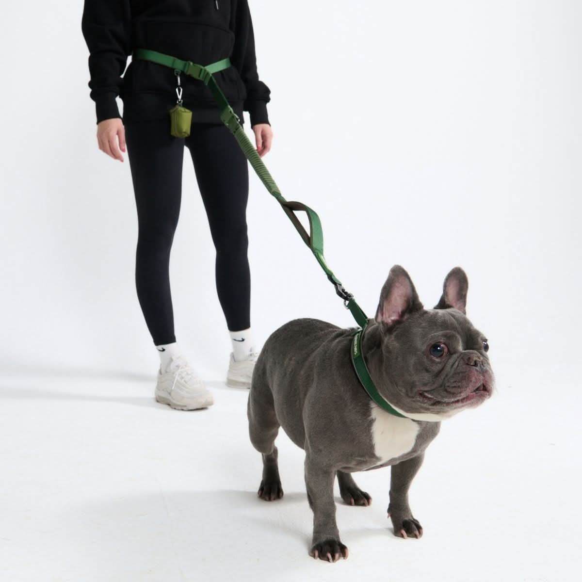 Multipurpose Seatbelt Handsfree Leash & Poop Bag Holder Set - Army Green - Image 2