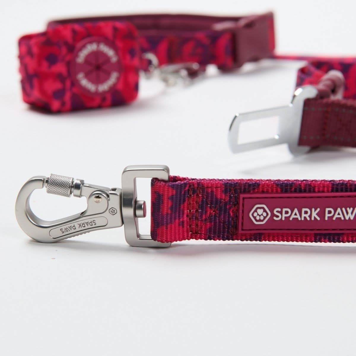 Multipurpose Seatbelt Handsfree Leash & Poop Bag Holder Set - Fuchsia Camo - Image 5