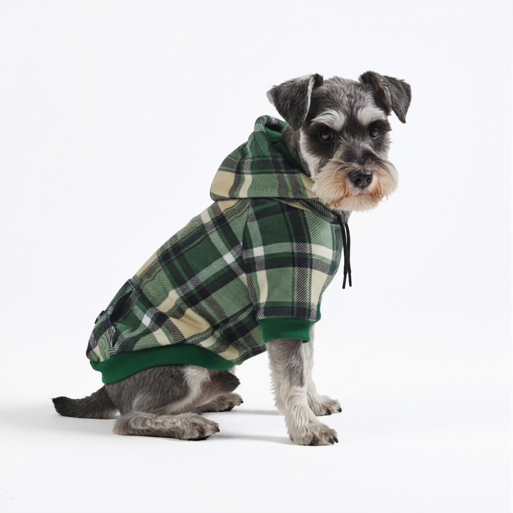 Green Plaid Dog Hoodie - Image 2