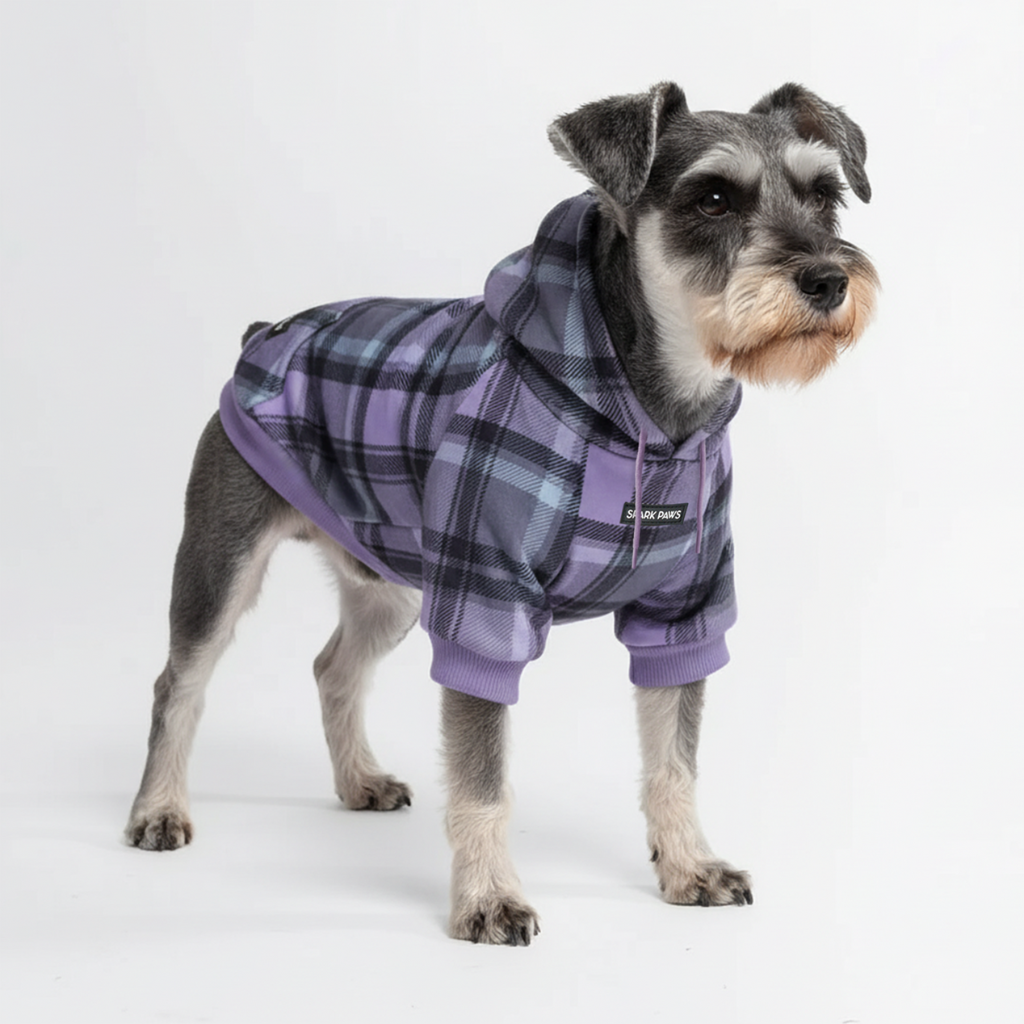 Purple Plaid Dog Hoodie - Image 3