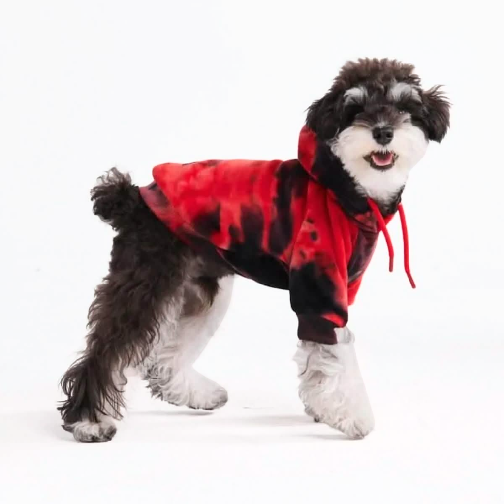 Velvet Dog Hoodie - Red & Black - Image 2