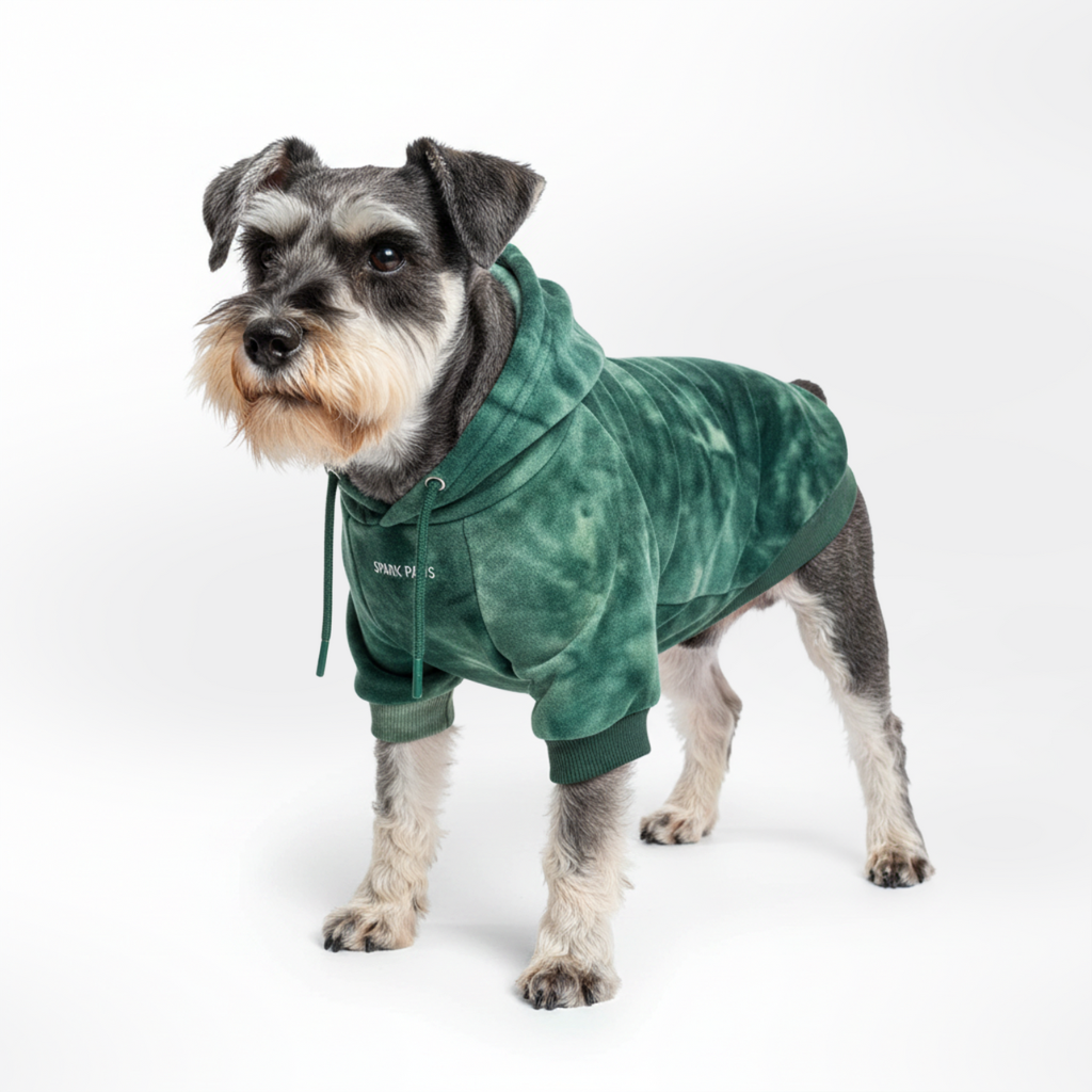 Velvet Dog Hoodie - Emerald Green - Image 3