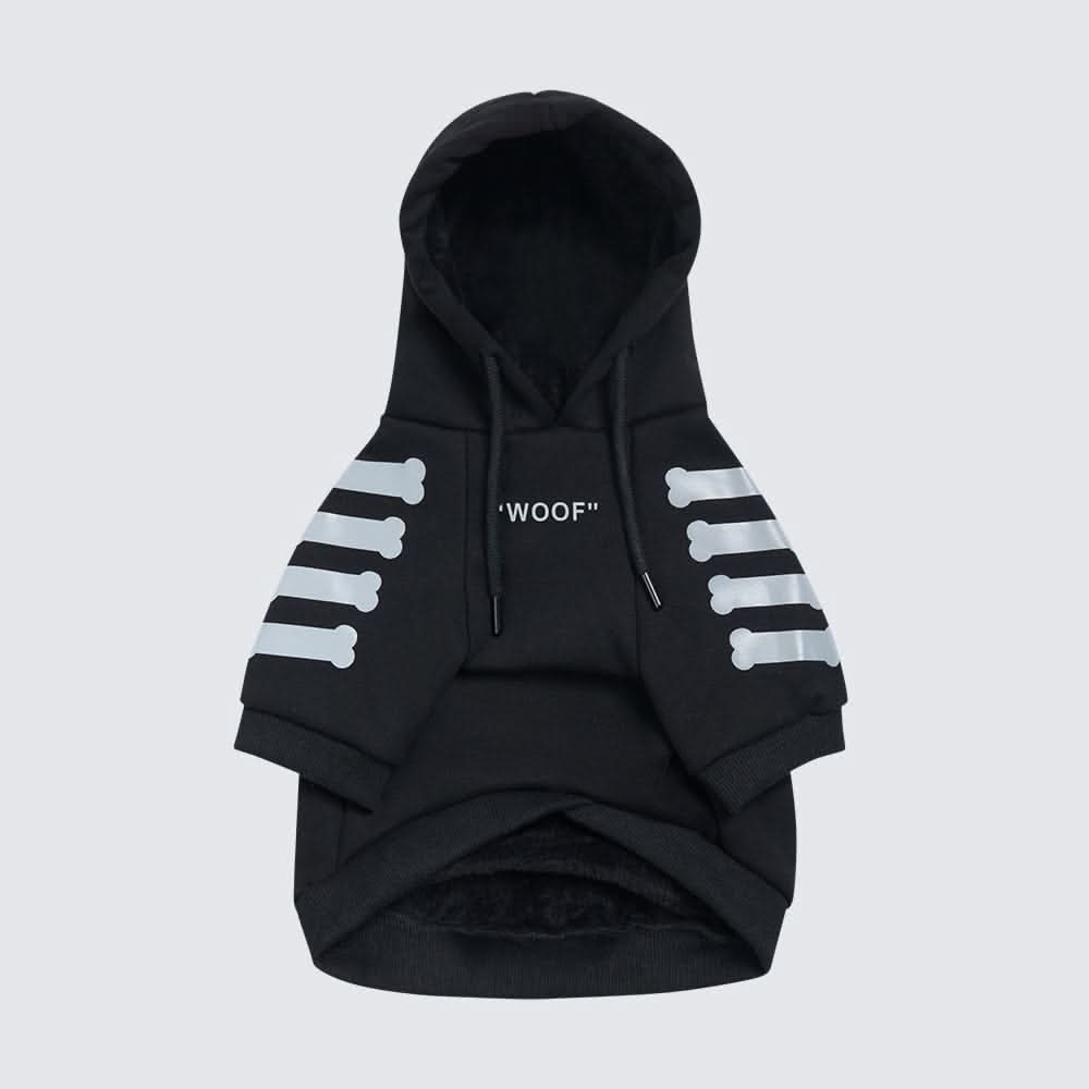 WOOF Dog Hoodie - Black & Reflective - Image 9
