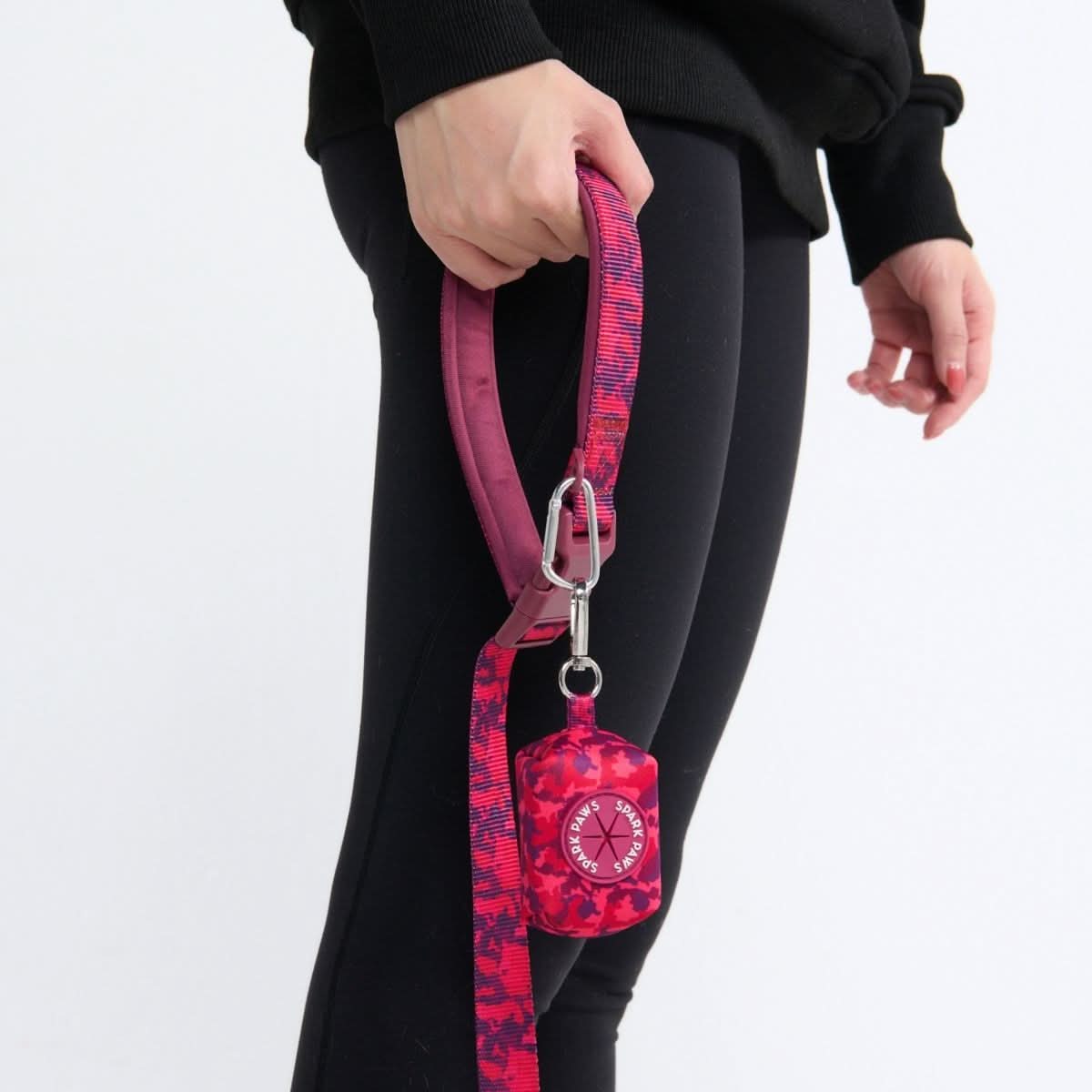 Multipurpose Seatbelt Handsfree Leash & Poop Bag Holder Set - Fuchsia Camo - Image 6