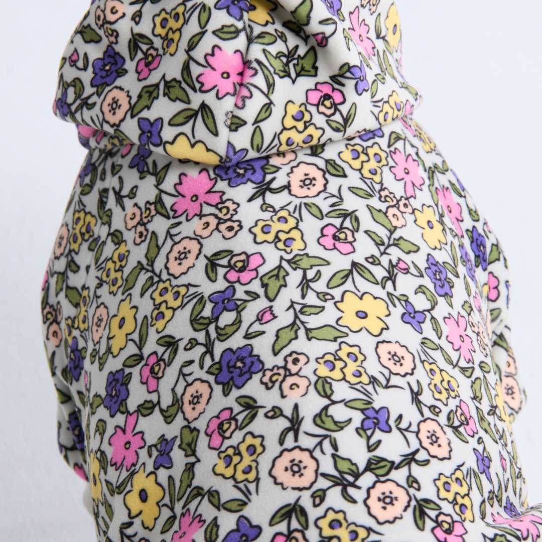 Vintage Flower Human Hoodie - Light Grey - Image 3