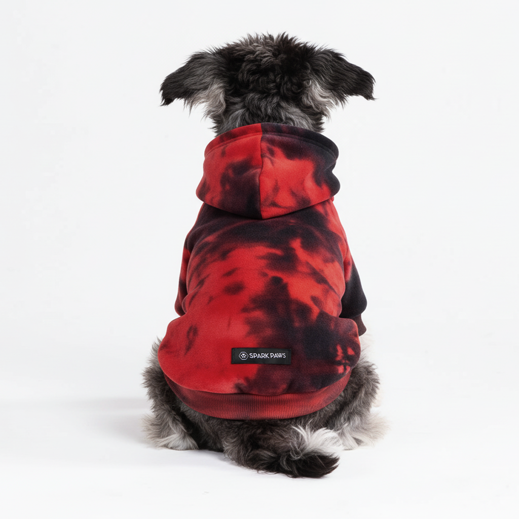 Velvet Dog Hoodie - Red & Black - Image 11
