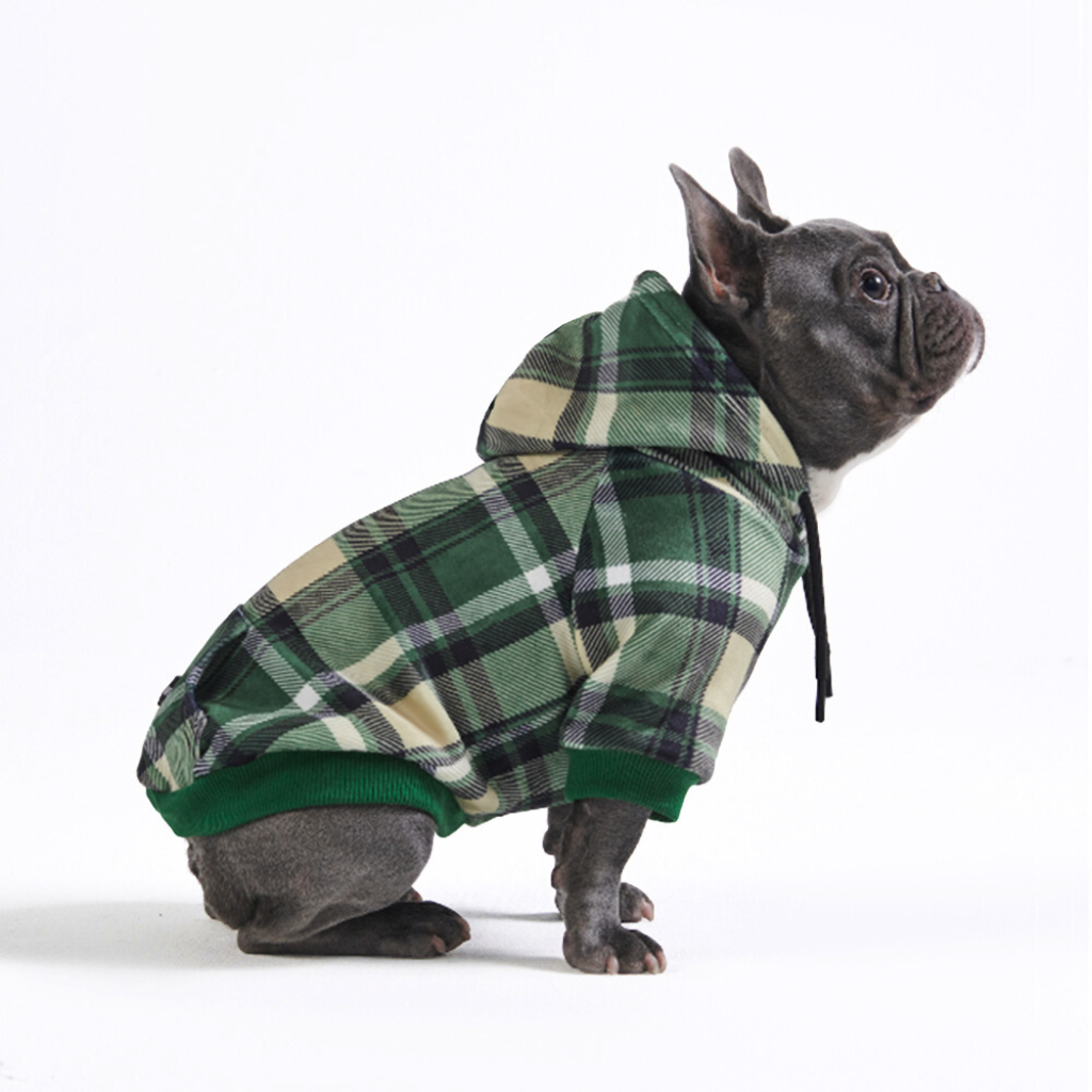 Green Plaid Dog Hoodie - Image 4