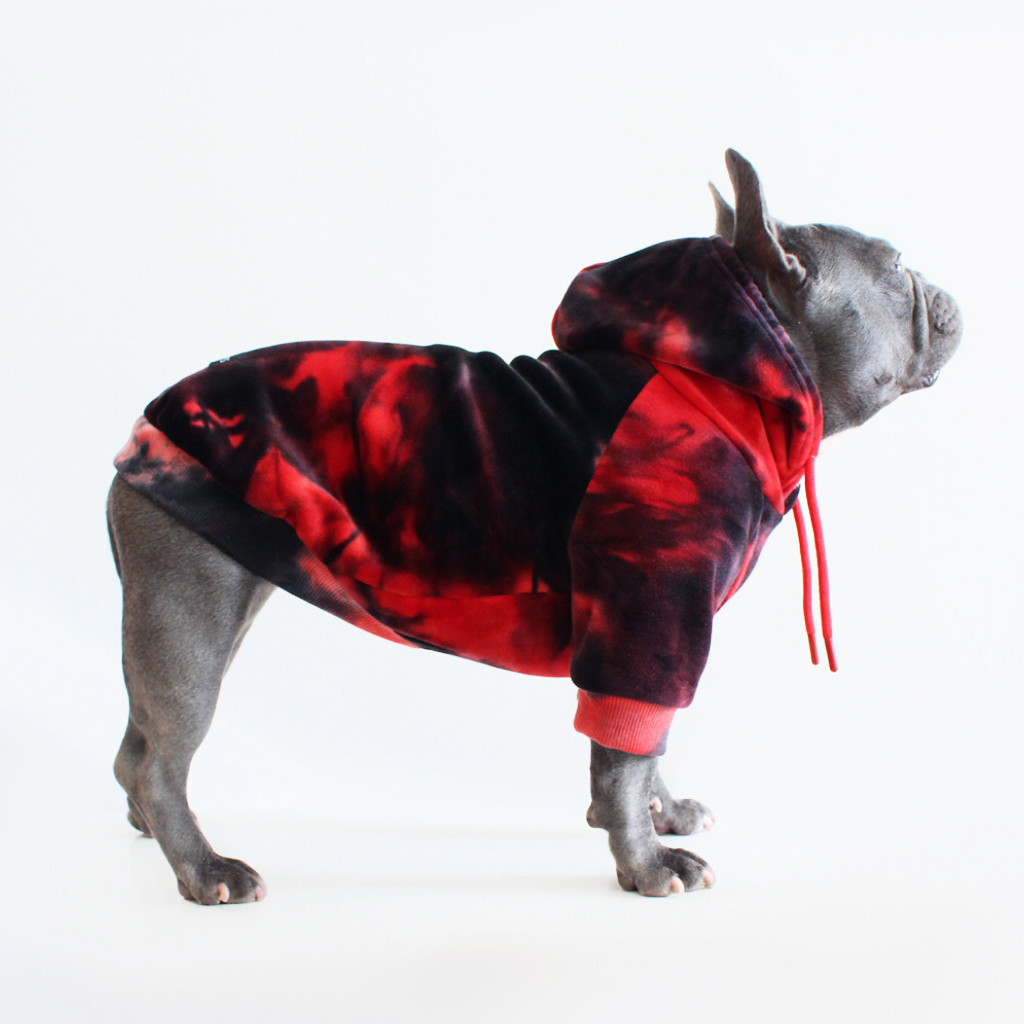 Velvet Dog Hoodie - Red & Black - Image 4