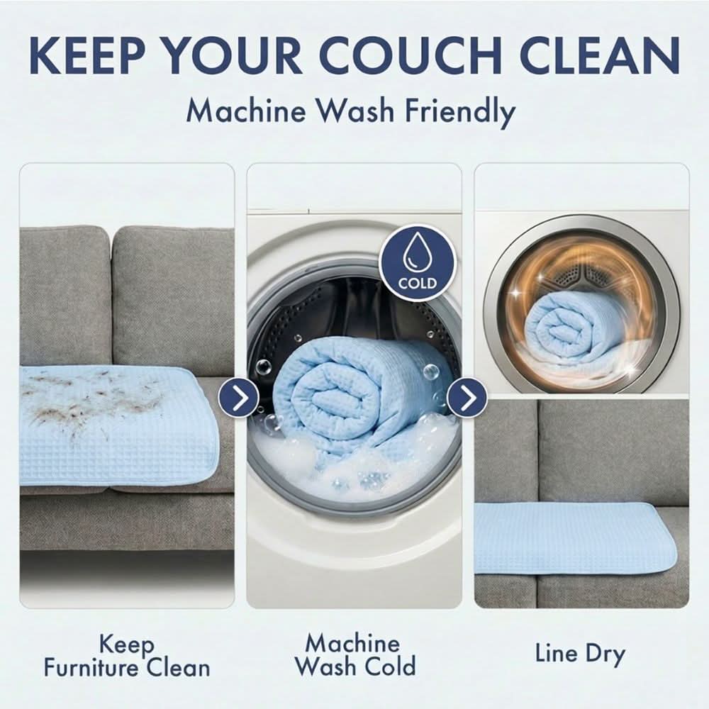 Frostcore™ Cooling Couch Cover Dog Bed - Waffle Blue - Image 9