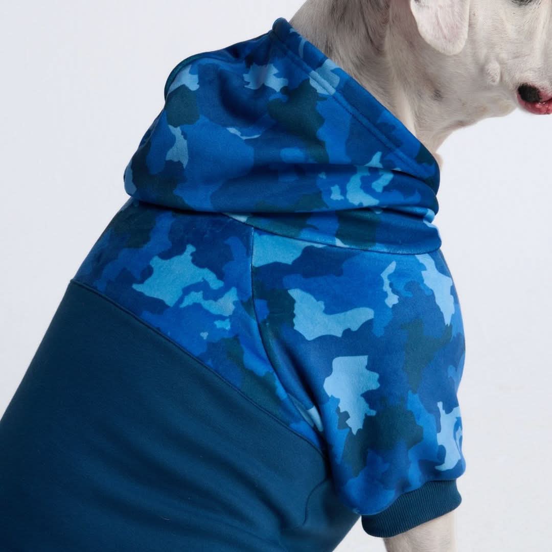 Blue Camo Dog Hoodie - Image 11
