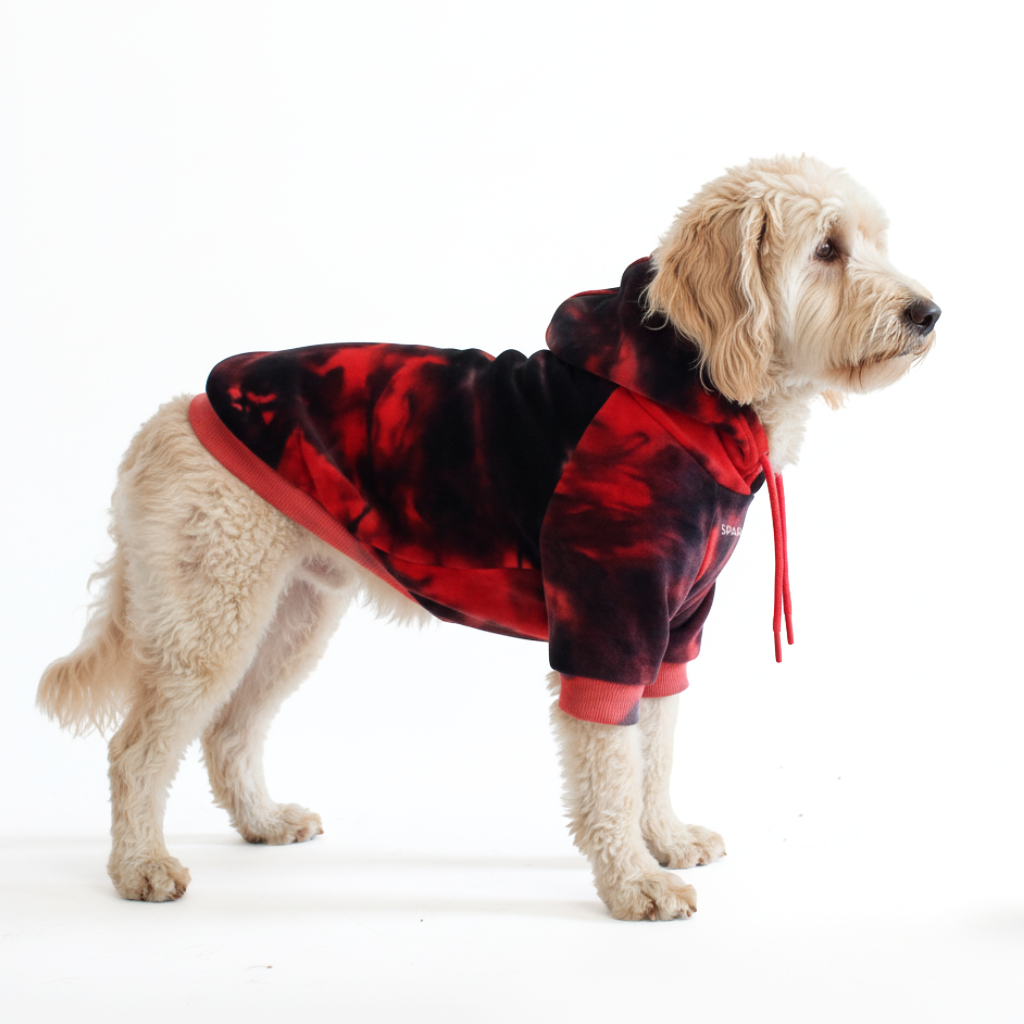 Velvet Dog Hoodie - Red & Black - Image 5