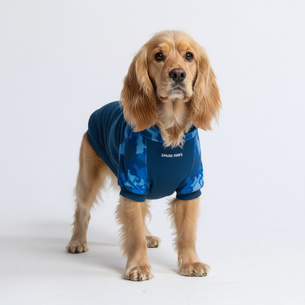 Blue Camo Dog Hoodie - Image 5