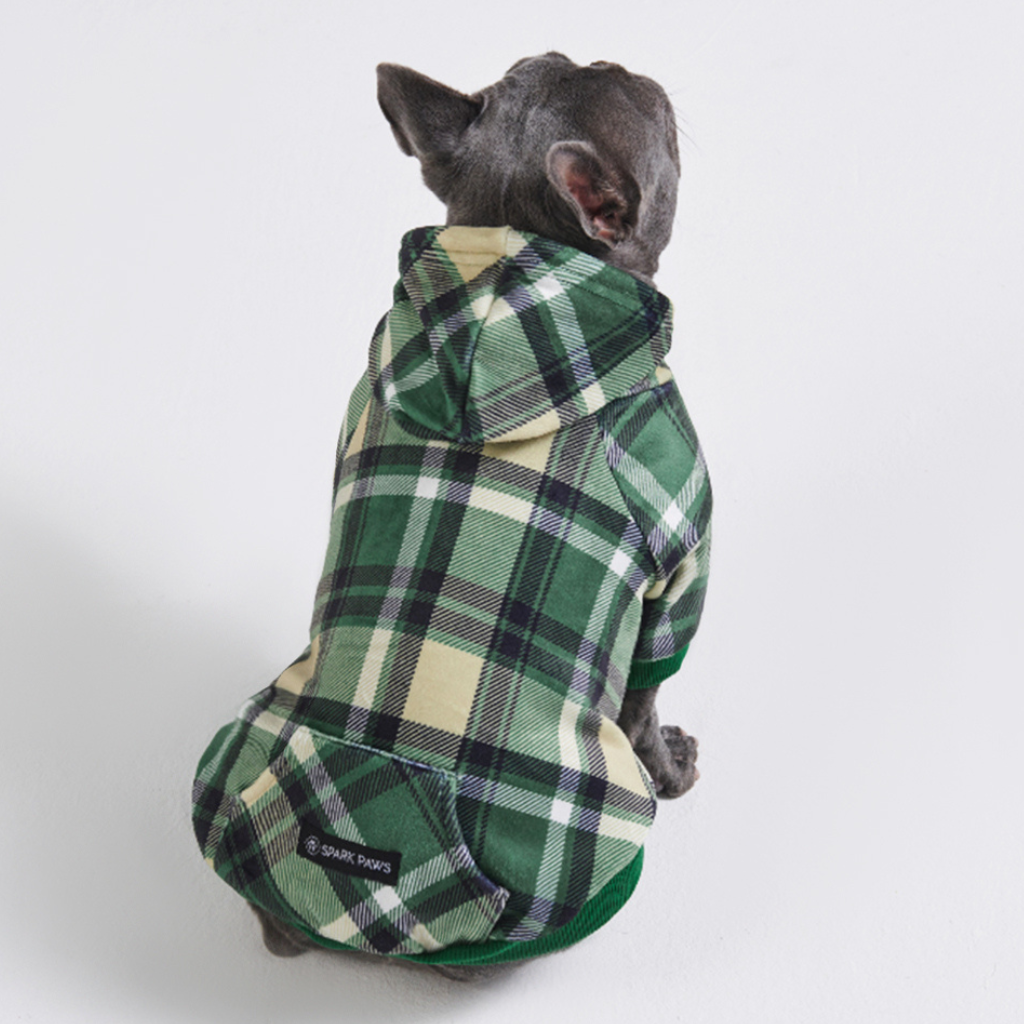 Green Plaid Dog Hoodie - Image 11