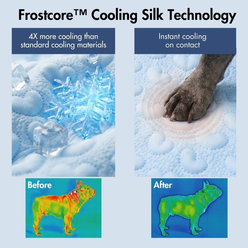 Frostcore™ Cooling Couch Cover Dog Bed - Hearts Blue - Image 7