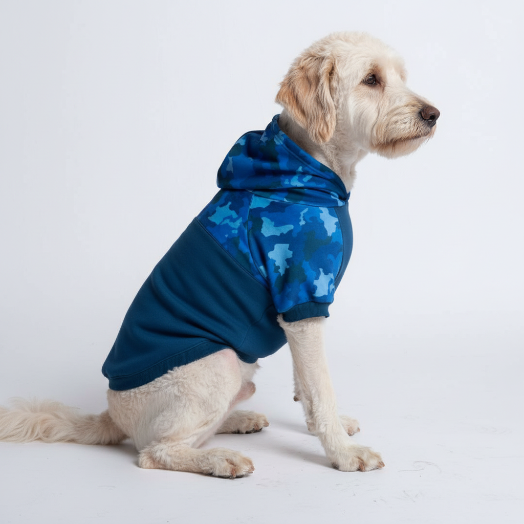 Blue Camo Dog Hoodie - Image 6