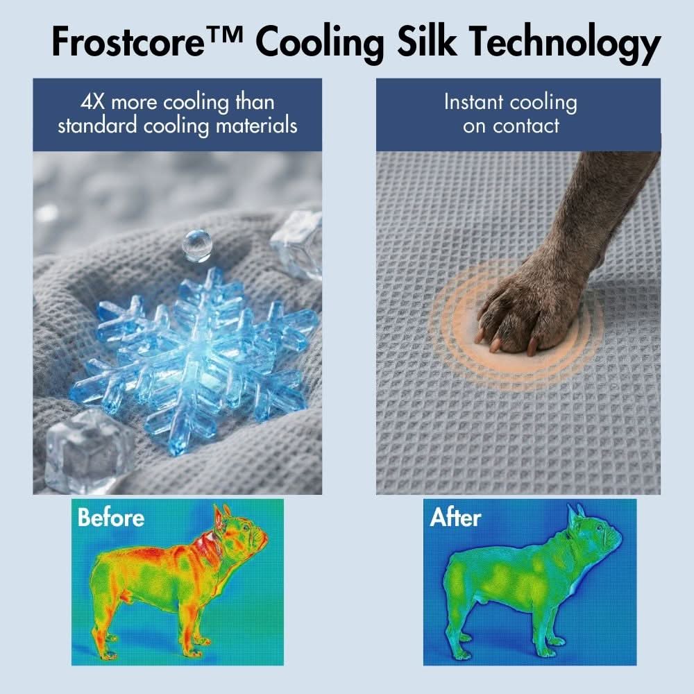 Frostcore™ Cooling Couch Cover Dog Bed - Waffle Grey - Image 7