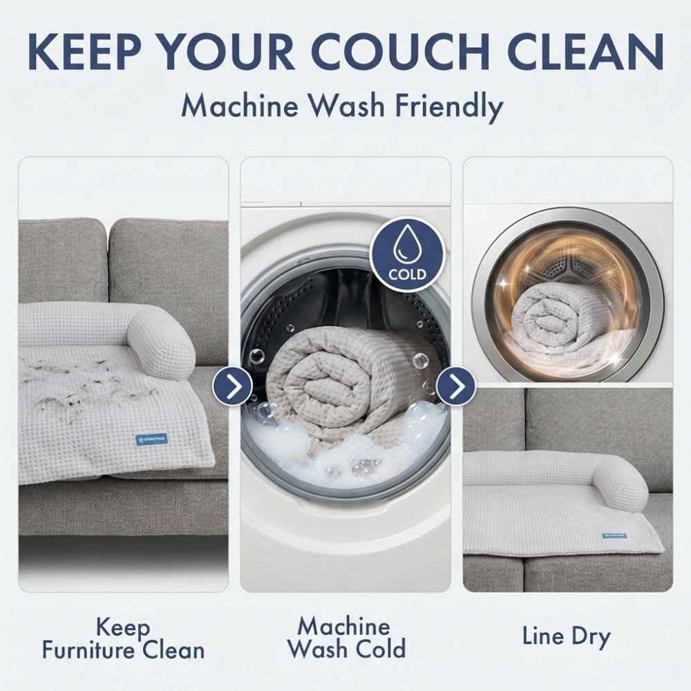 Frostcore™ Cooling Couch Cover Dog Bed - Waffle Grey - Image 9