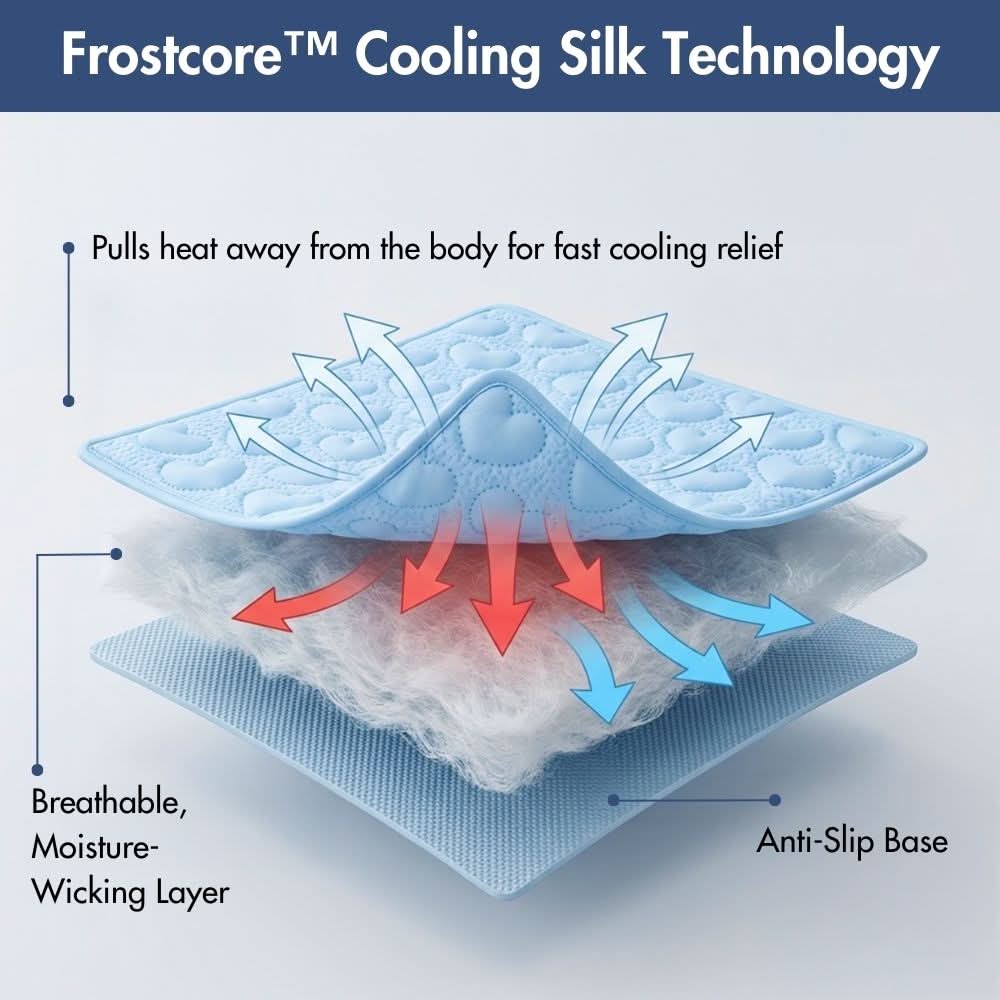 Frostcore™ Cooling Couch Cover Dog Bed - Hearts Blue - Image 8