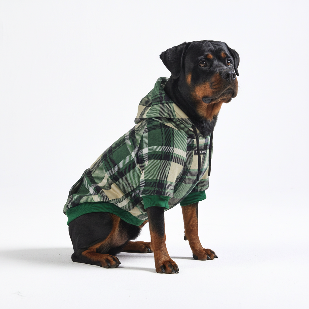 Green Plaid Dog Hoodie - Image 8