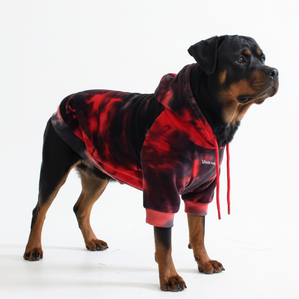 Velvet Dog Hoodie - Red & Black - Image 8