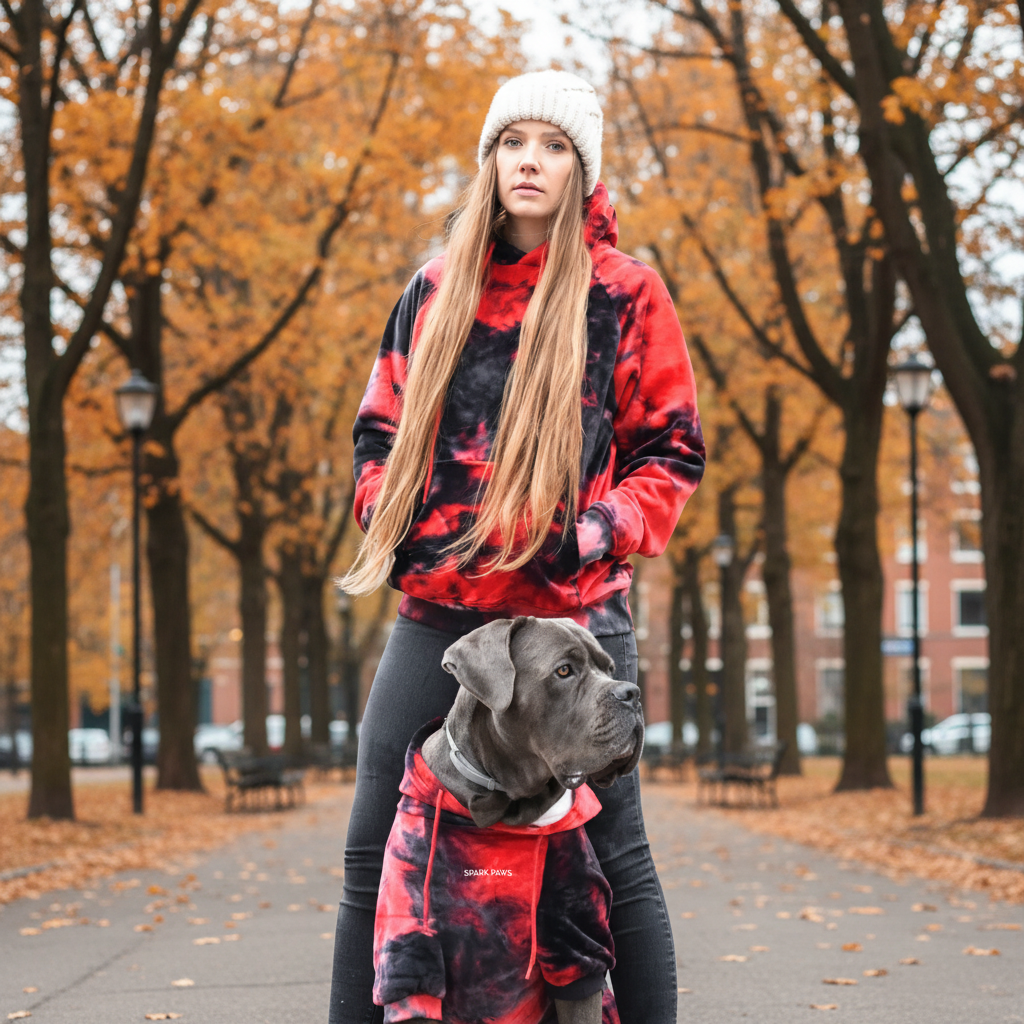Velvet Dog Hoodie - Red & Black - Image 13