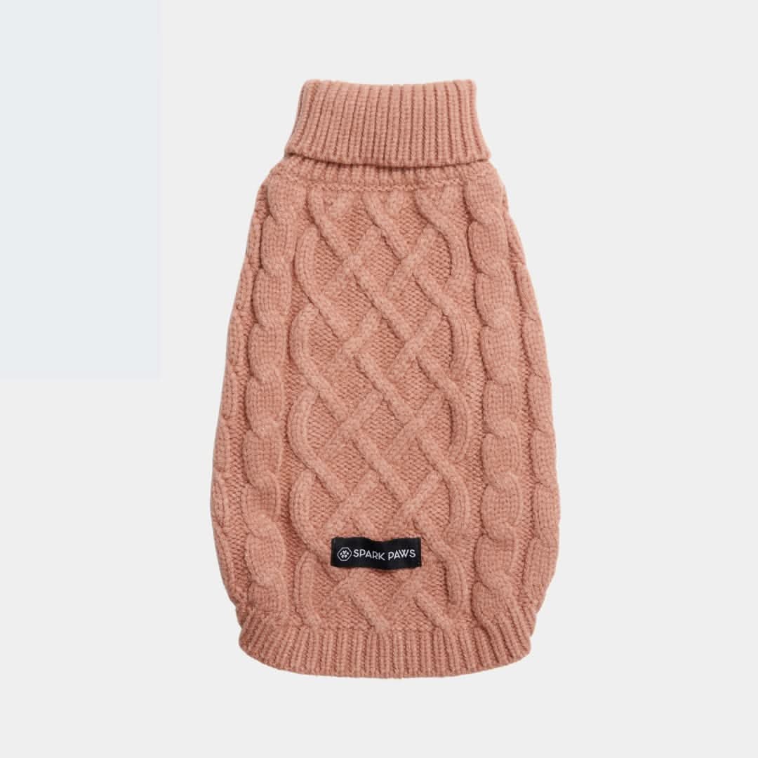 Cable Knit Dog Sweater - Brown - Image 2