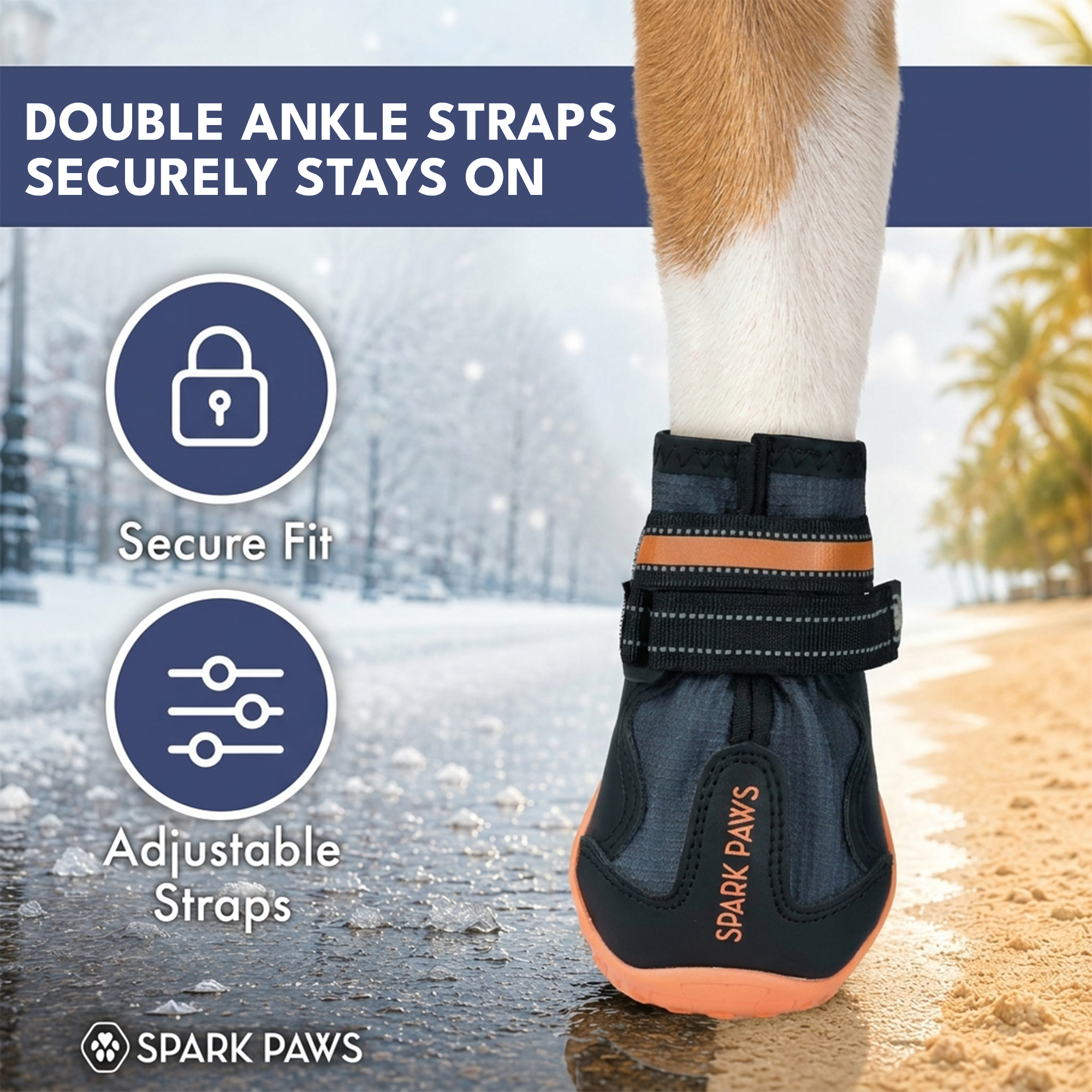 365 All-Season Dog Shoe 4PC Set - Black Orange - Image 5