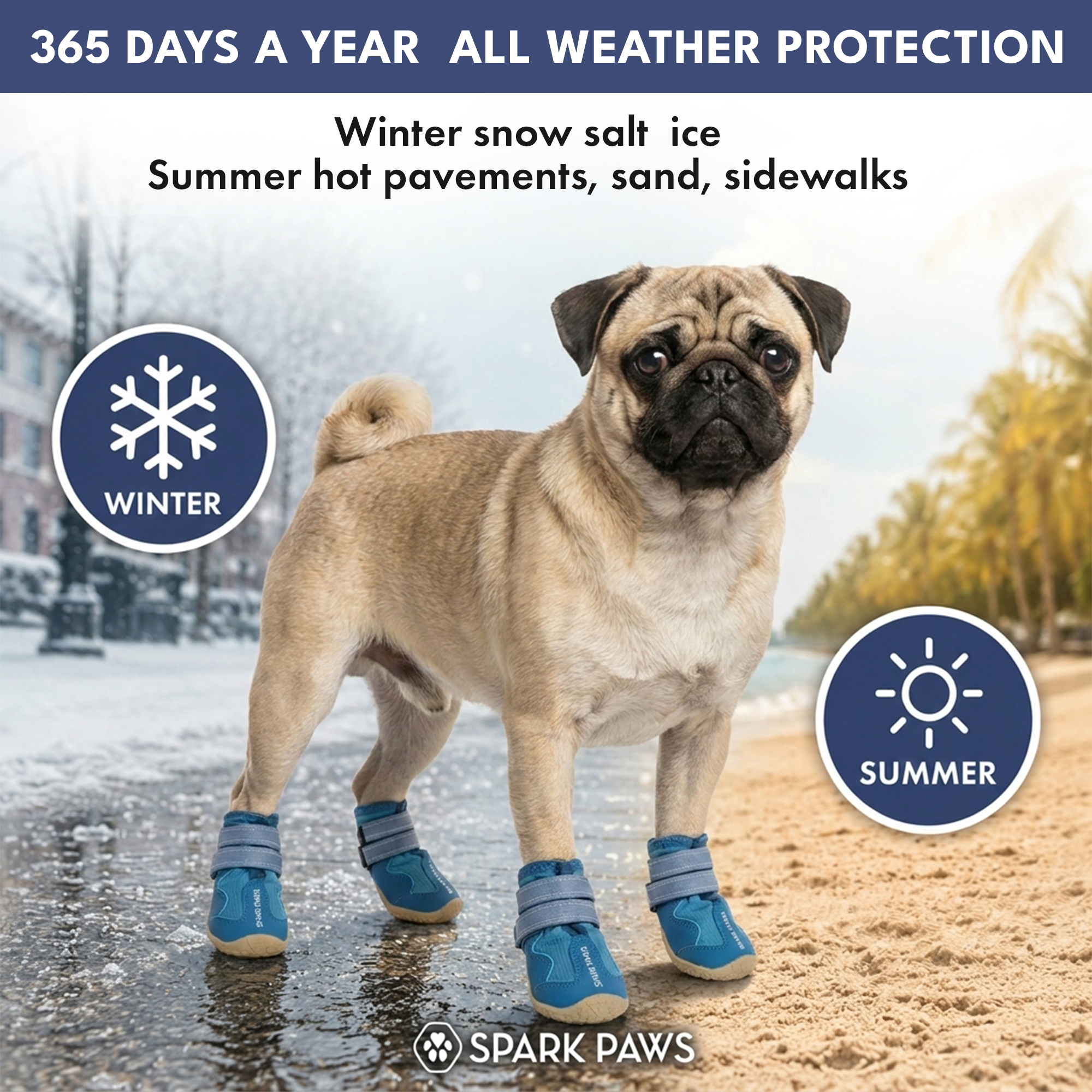 365 All-Season Dog Shoe 4PC Set - Blue - Image 2