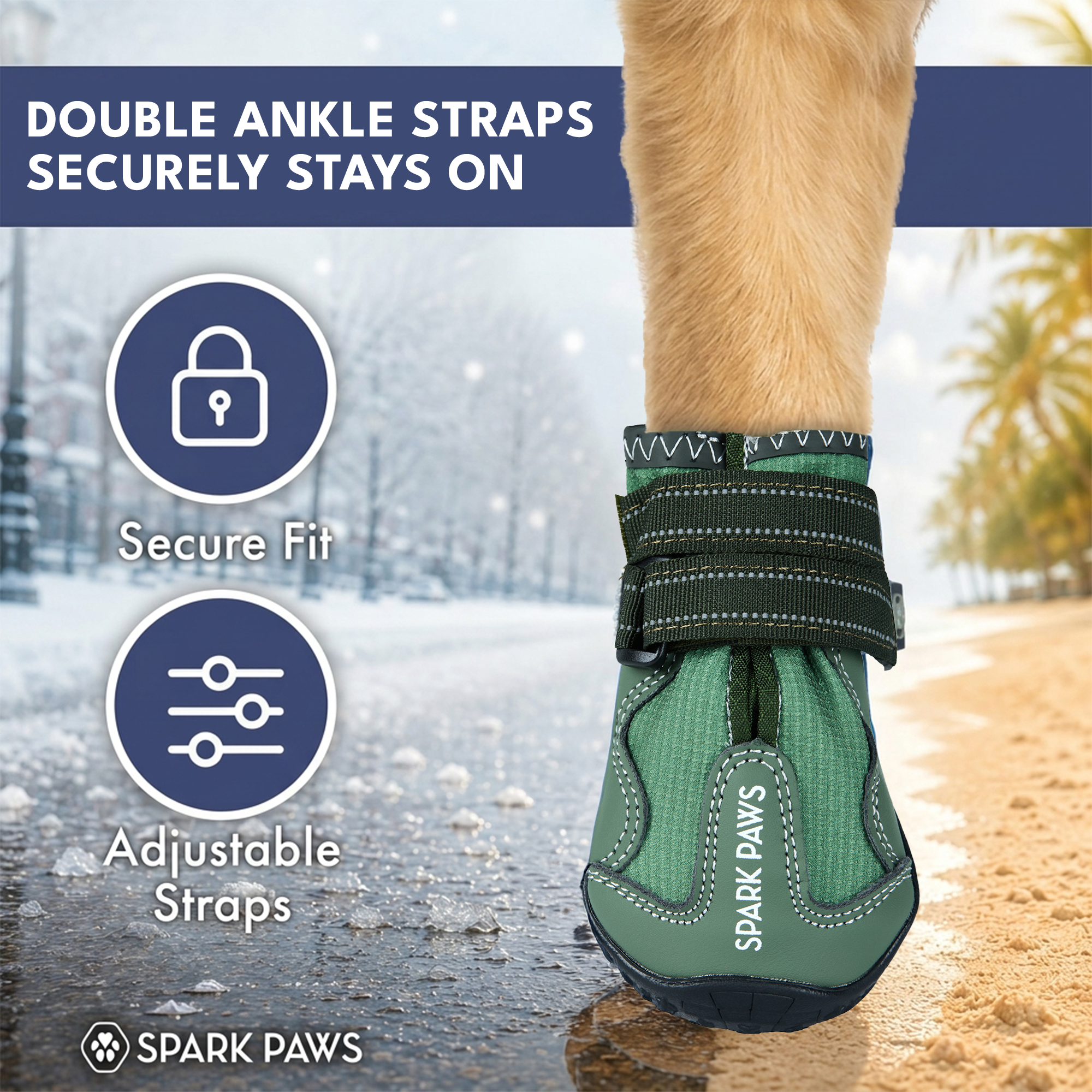 365 All-Season Dog Shoe 4PC Set - Green - Image 4