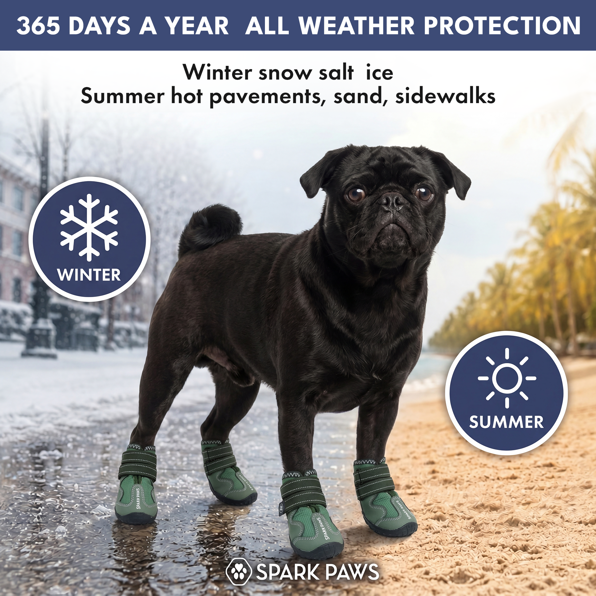 365 All-Season Dog Shoe 4PC Set - Green - Image 2