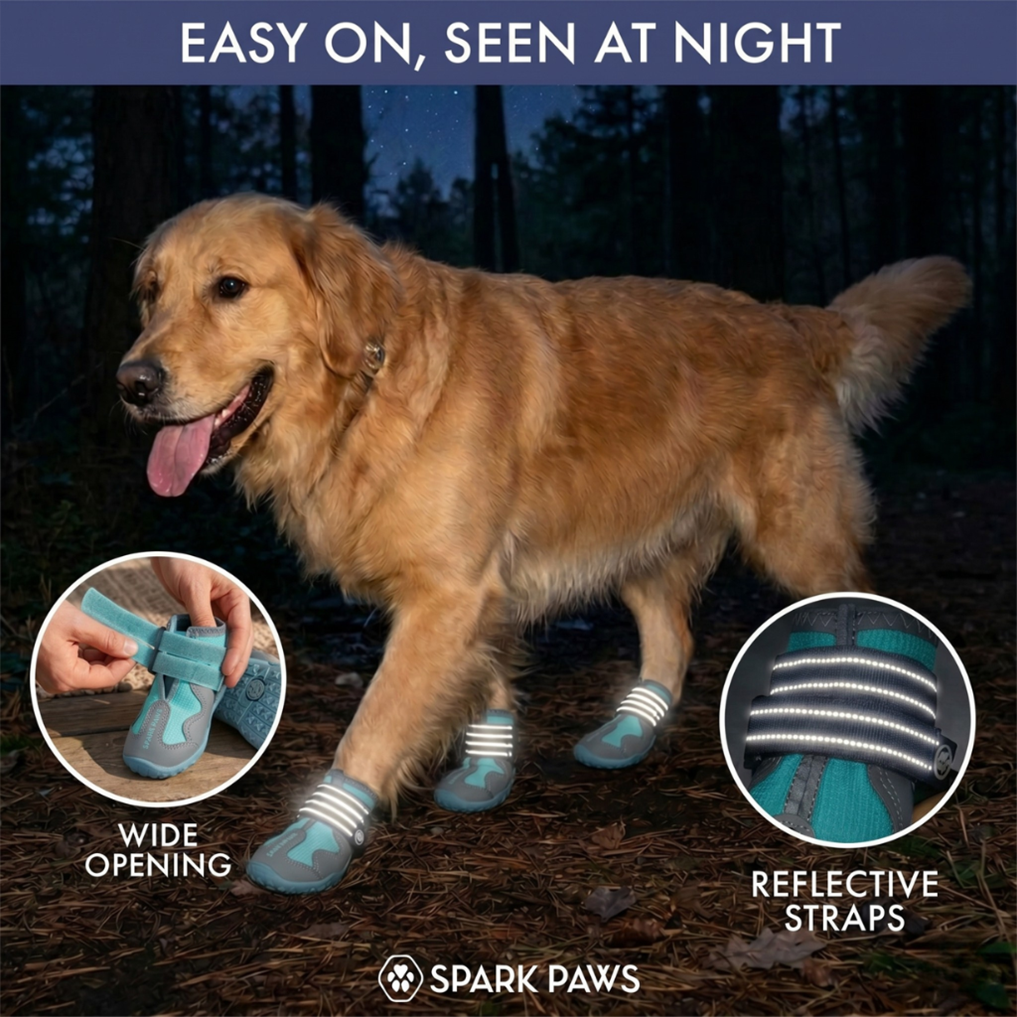 365 All-Season Dog Shoe 4PC Set - Teal - Image 6