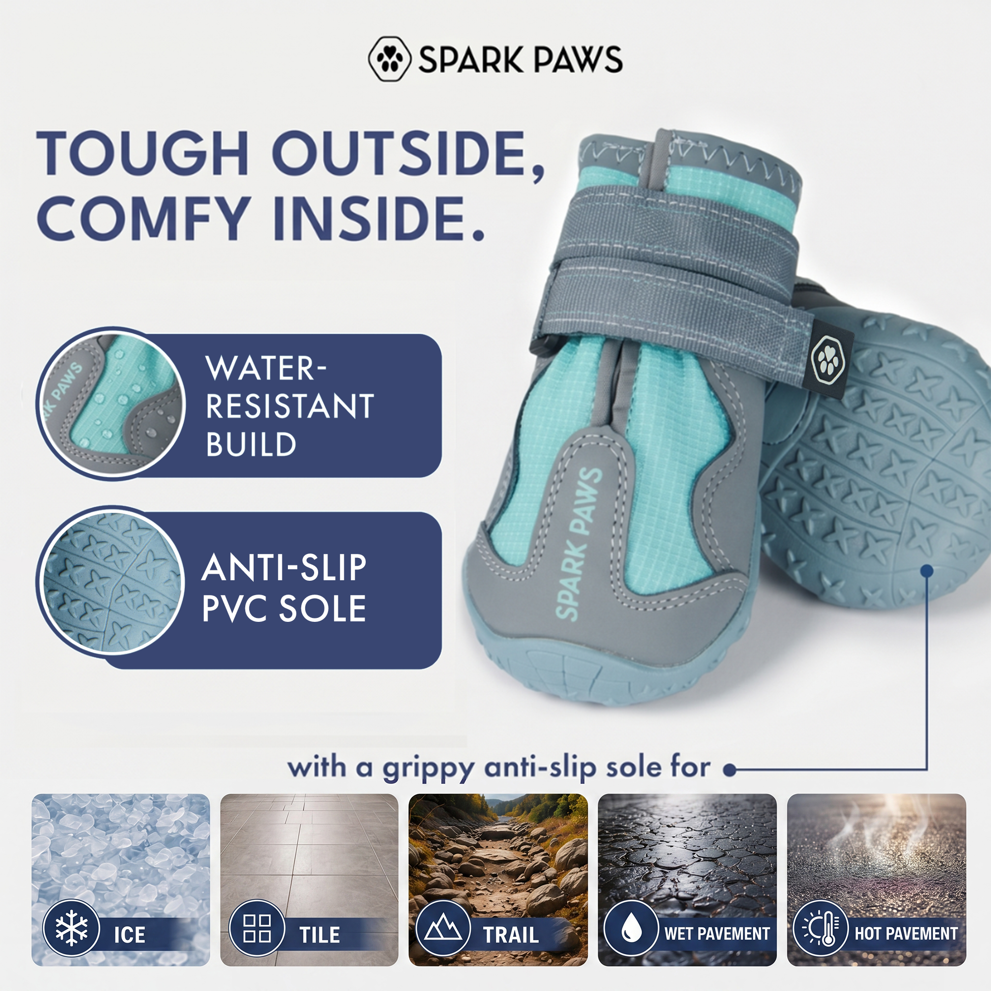 365 All-Season Dog Shoe 4PC Set - Teal - Image 5