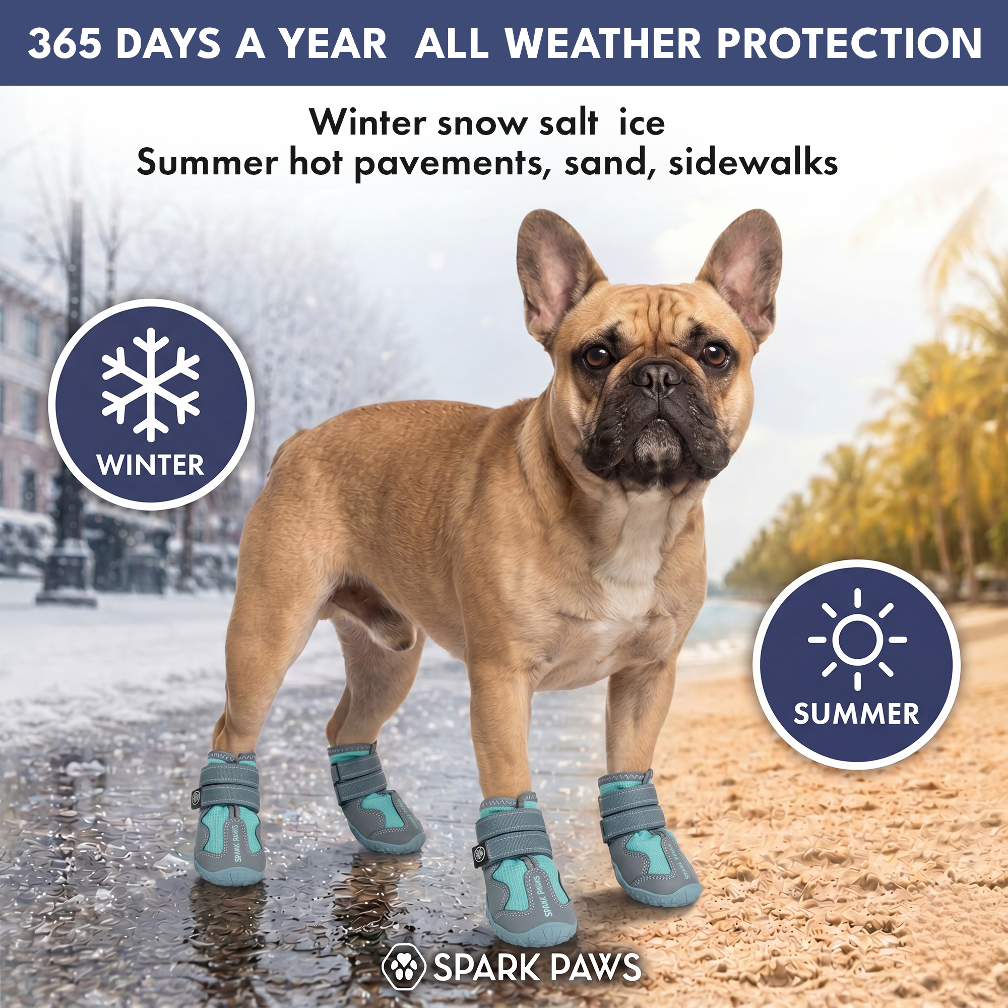 365 All-Season Dog Shoe 4PC Set - Teal - Image 2