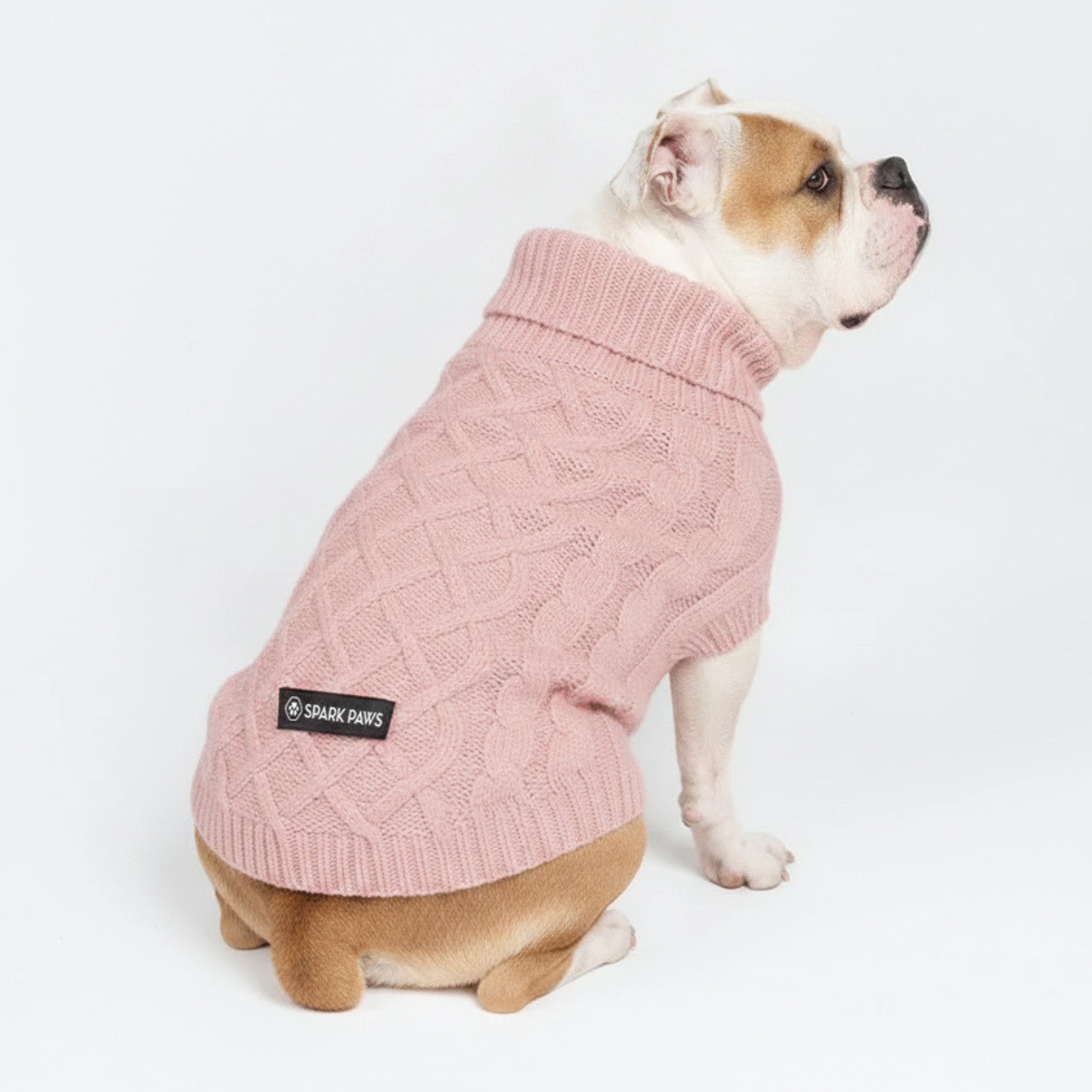 Cable Knit Dog Sweater - Pink - Image 7