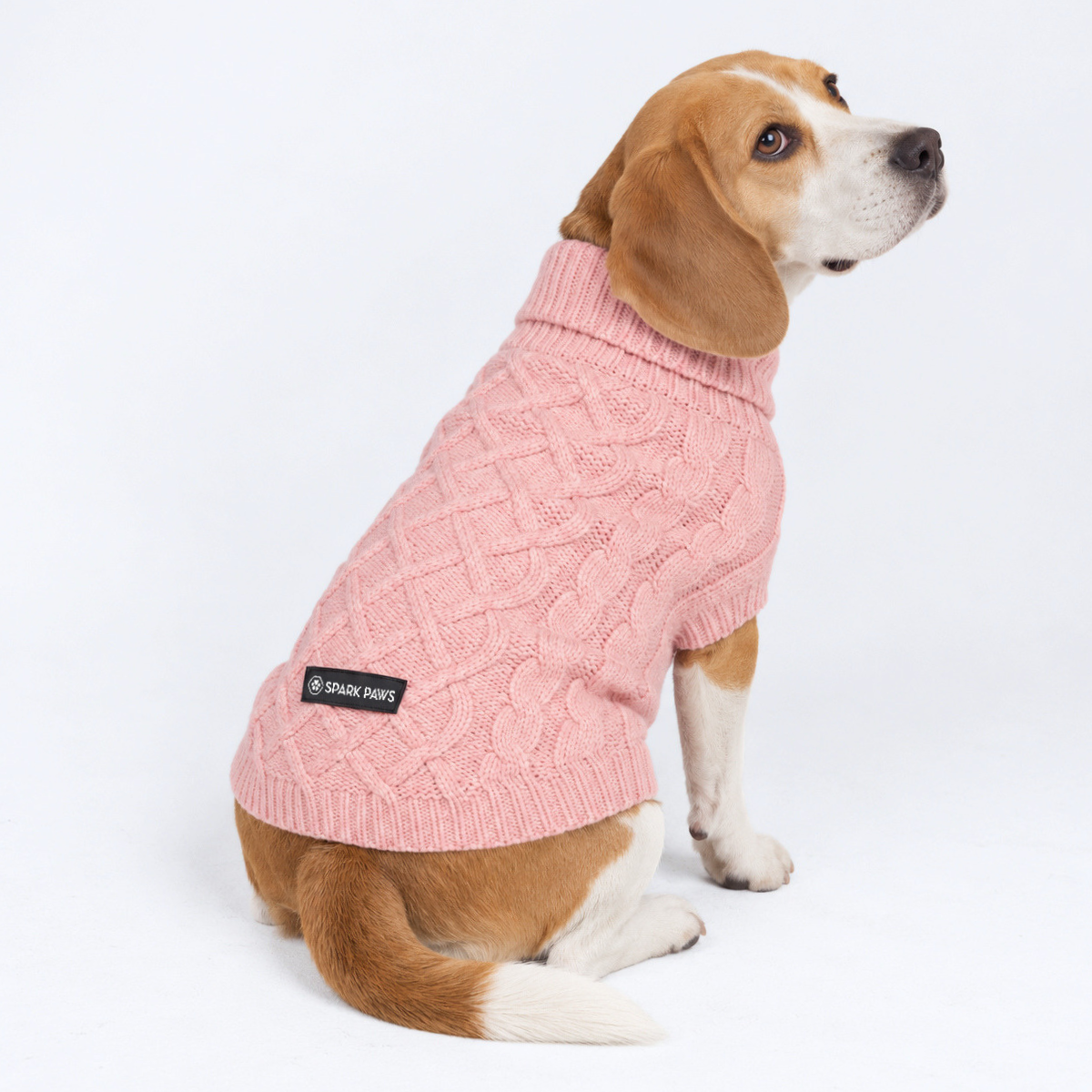 Cable Knit Dog Sweater - Pink - Image 3