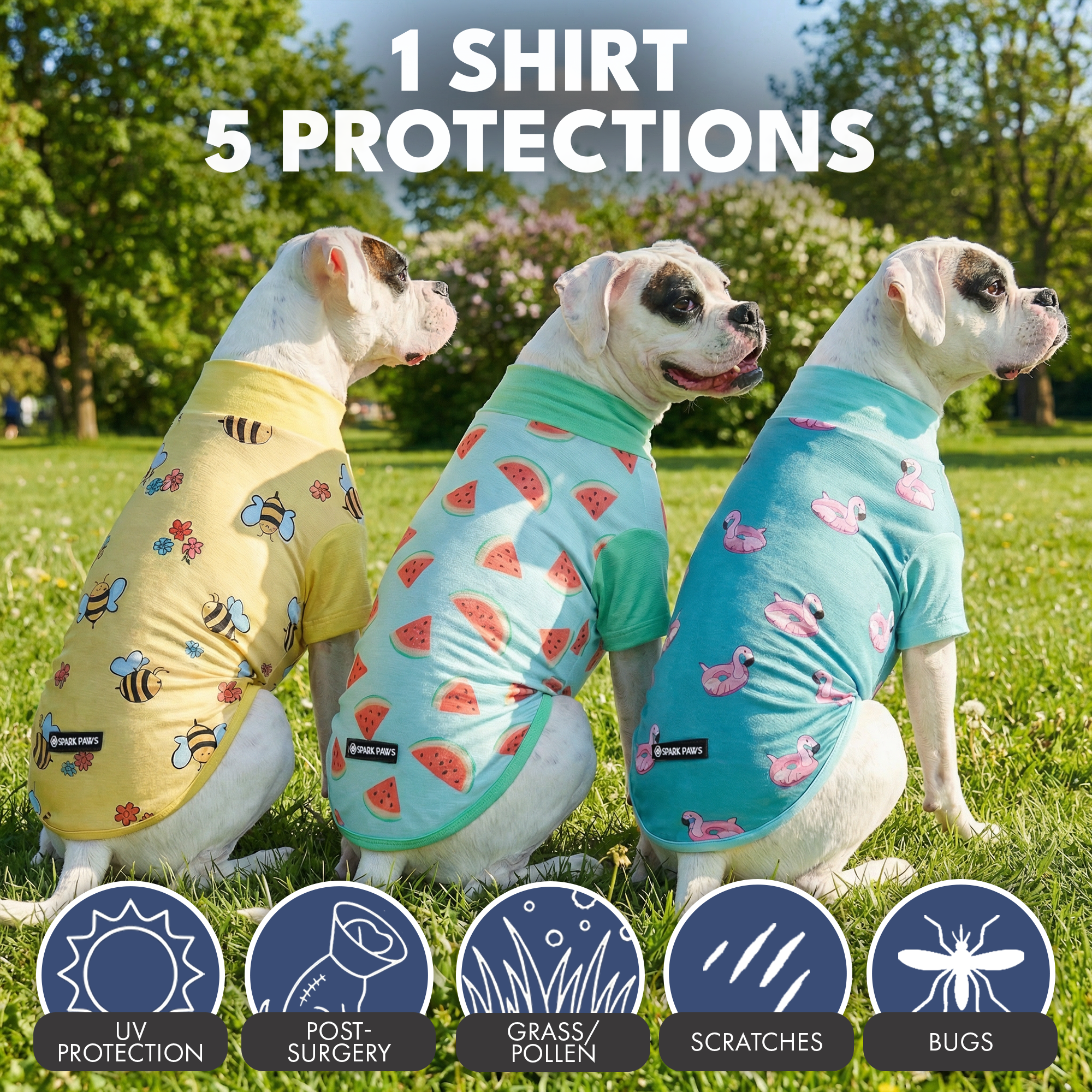 Sunblock Dog T-Shirt (3-pack) - Bees. Flamingo. Watermelon - Image 7