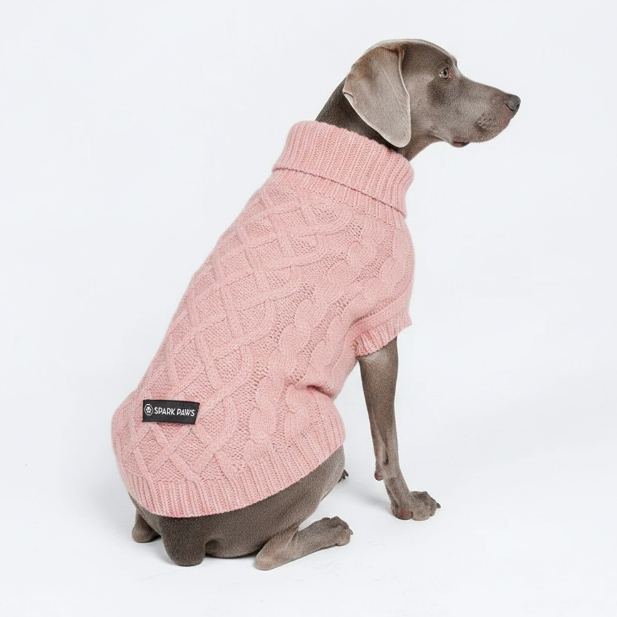 Cable Knit Dog Sweater - Pink - Image 6