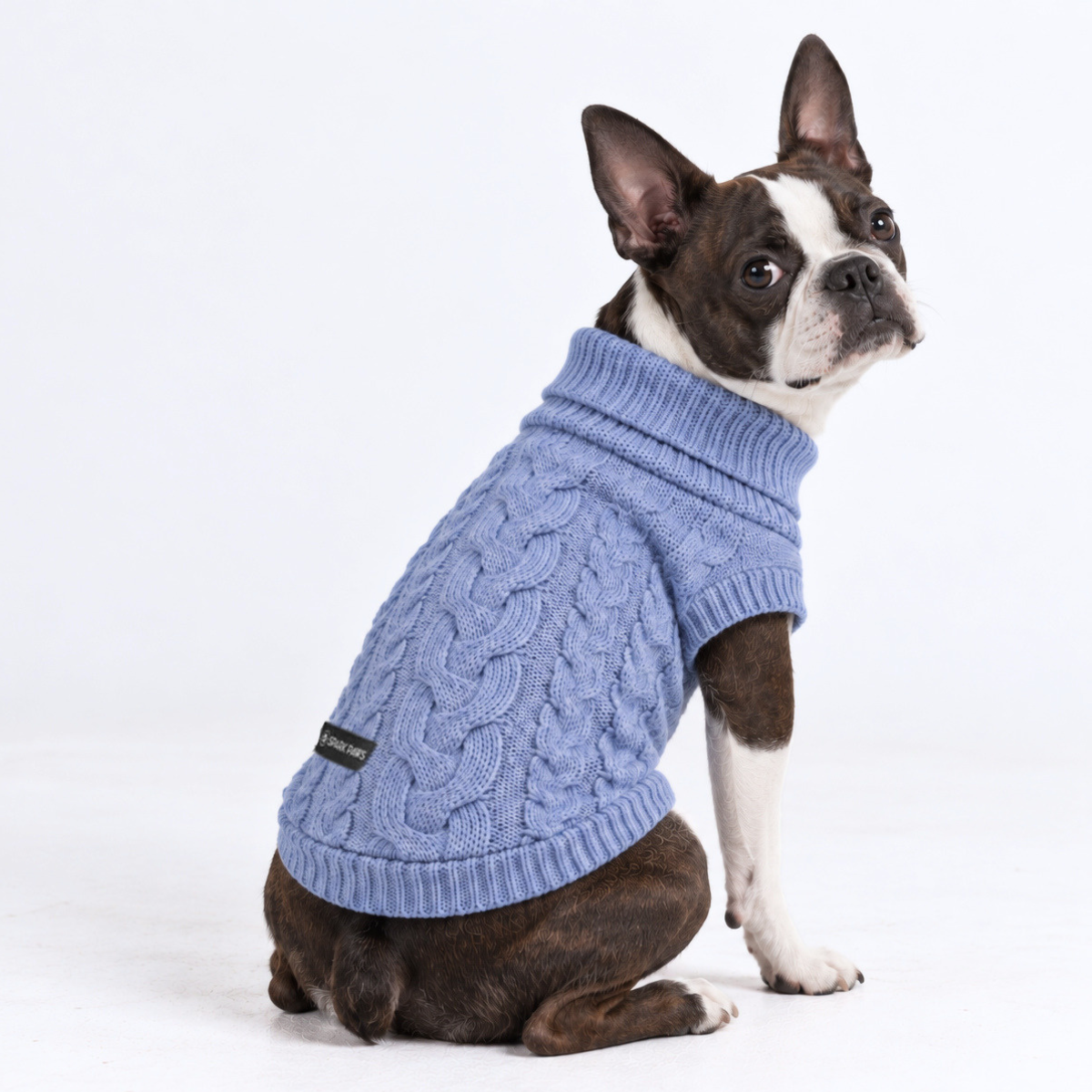 Cable Knit Dog Sweater - Blue - Image 2