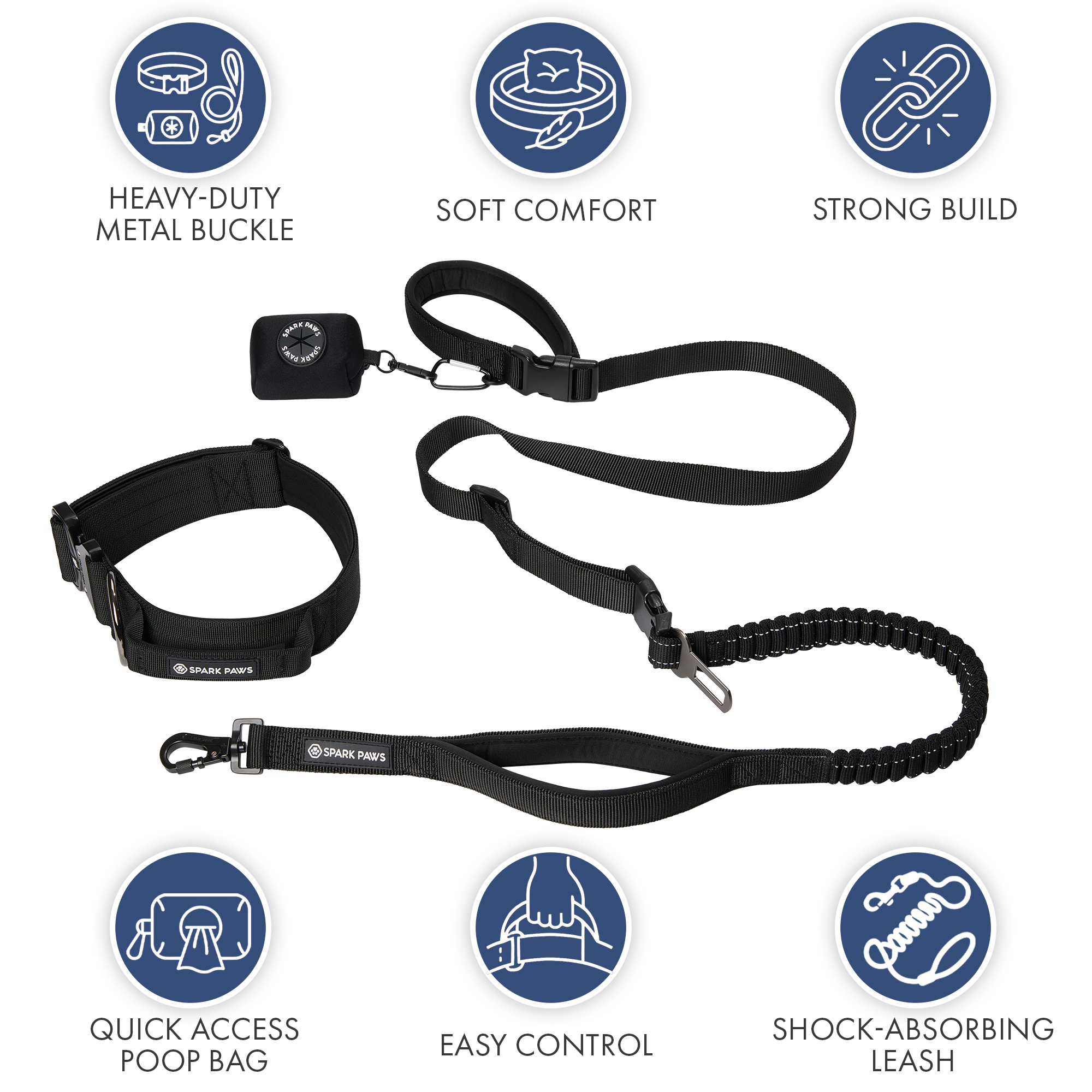 Comfort Control Collar and Multipurpose Leash Set - Black - Image 3