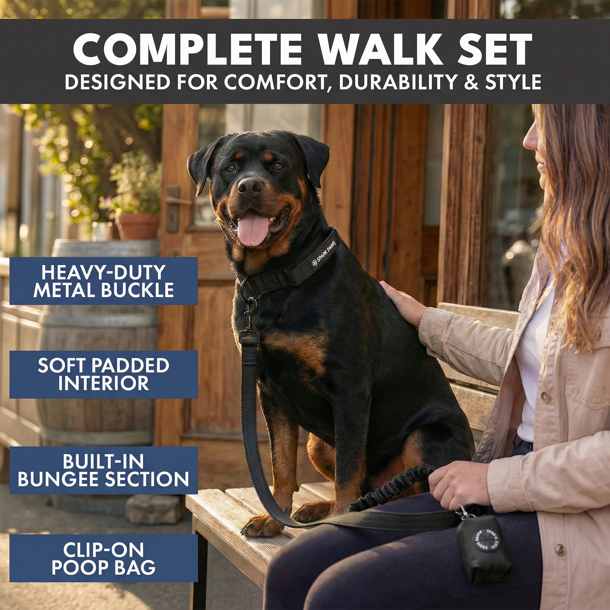Comfort Control Collar and Multipurpose Leash Set - Black - Image 4