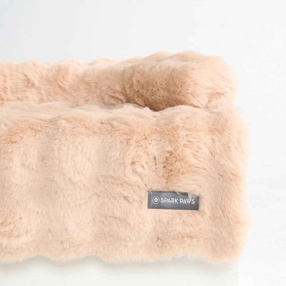 Calming Fluffy Couch Cover Dog Bed - Beige - Image 5