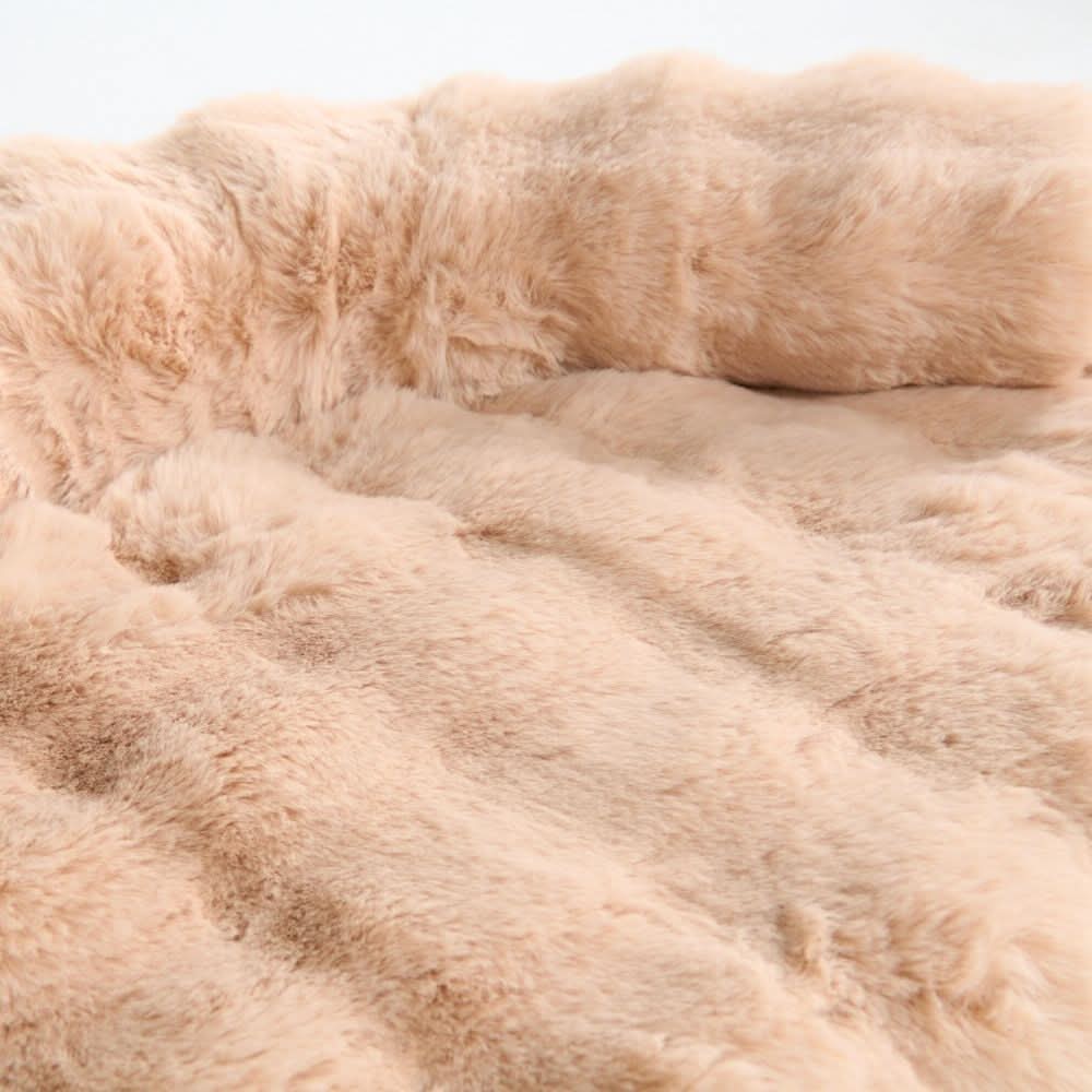 Calming Fluffy Couch Cover Dog Bed - Beige - Image 6