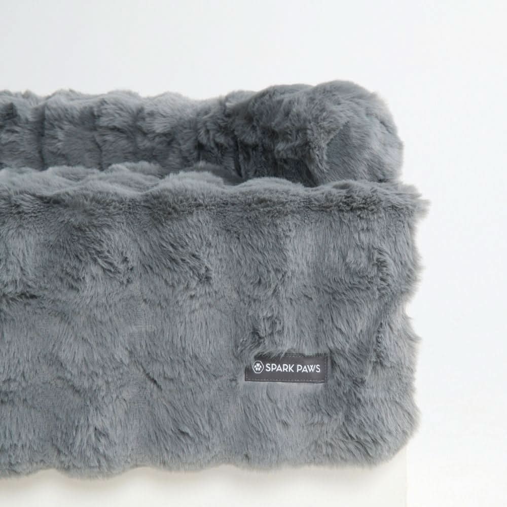Calming Fluffy Couch Cover Dog Bed - Grey - Image 5