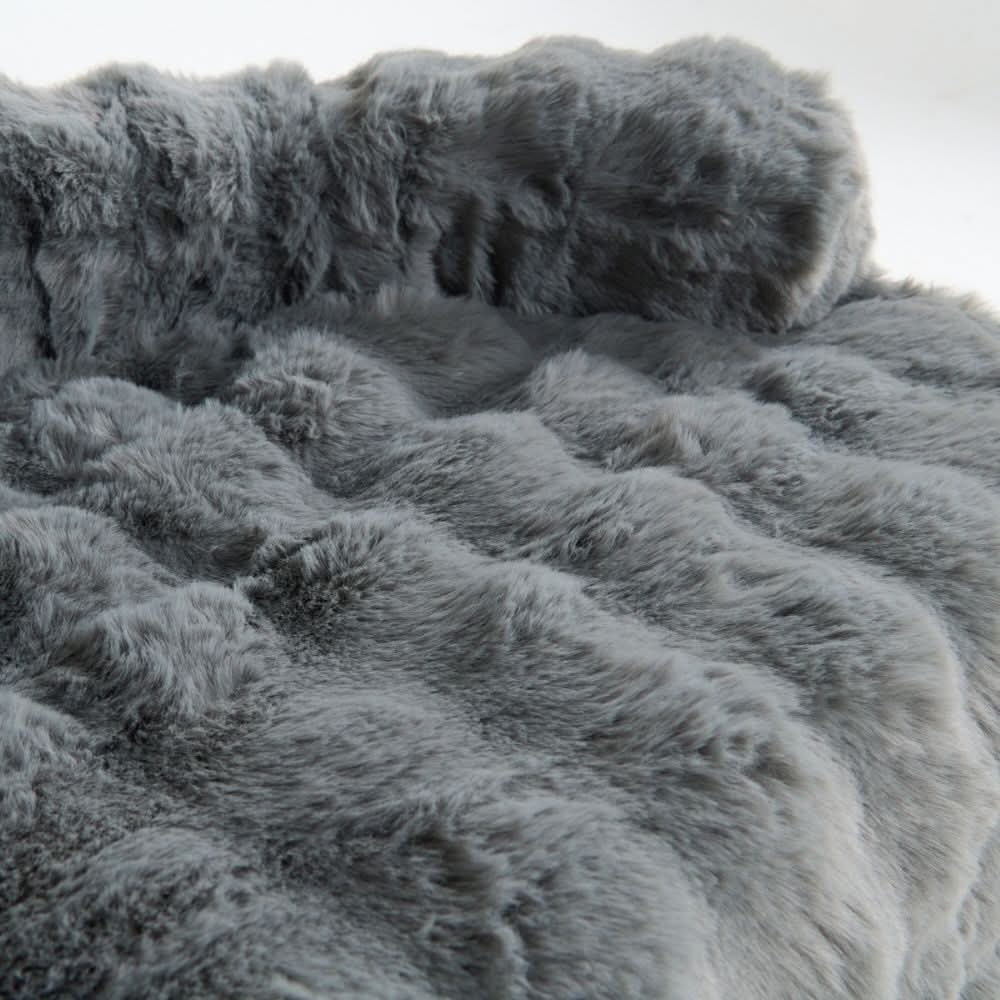 Calming Fluffy Couch Cover Dog Bed - Grey - Image 6