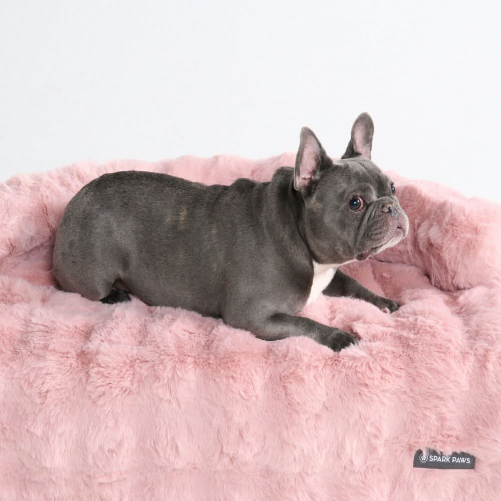 Calming Fluffy Couch Cover Dog Bed - Pink - Image 3