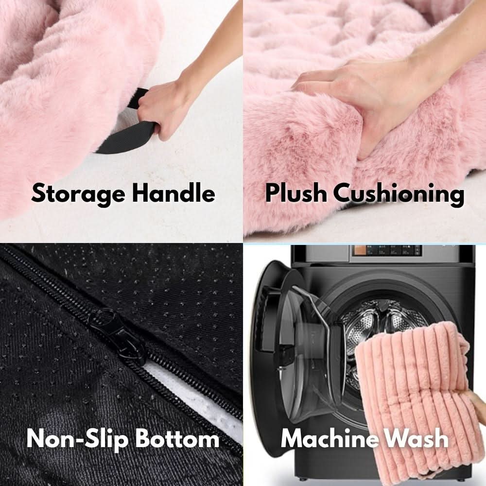 Calming Fluffy Couch Cover Dog Bed - Pink - Image 4